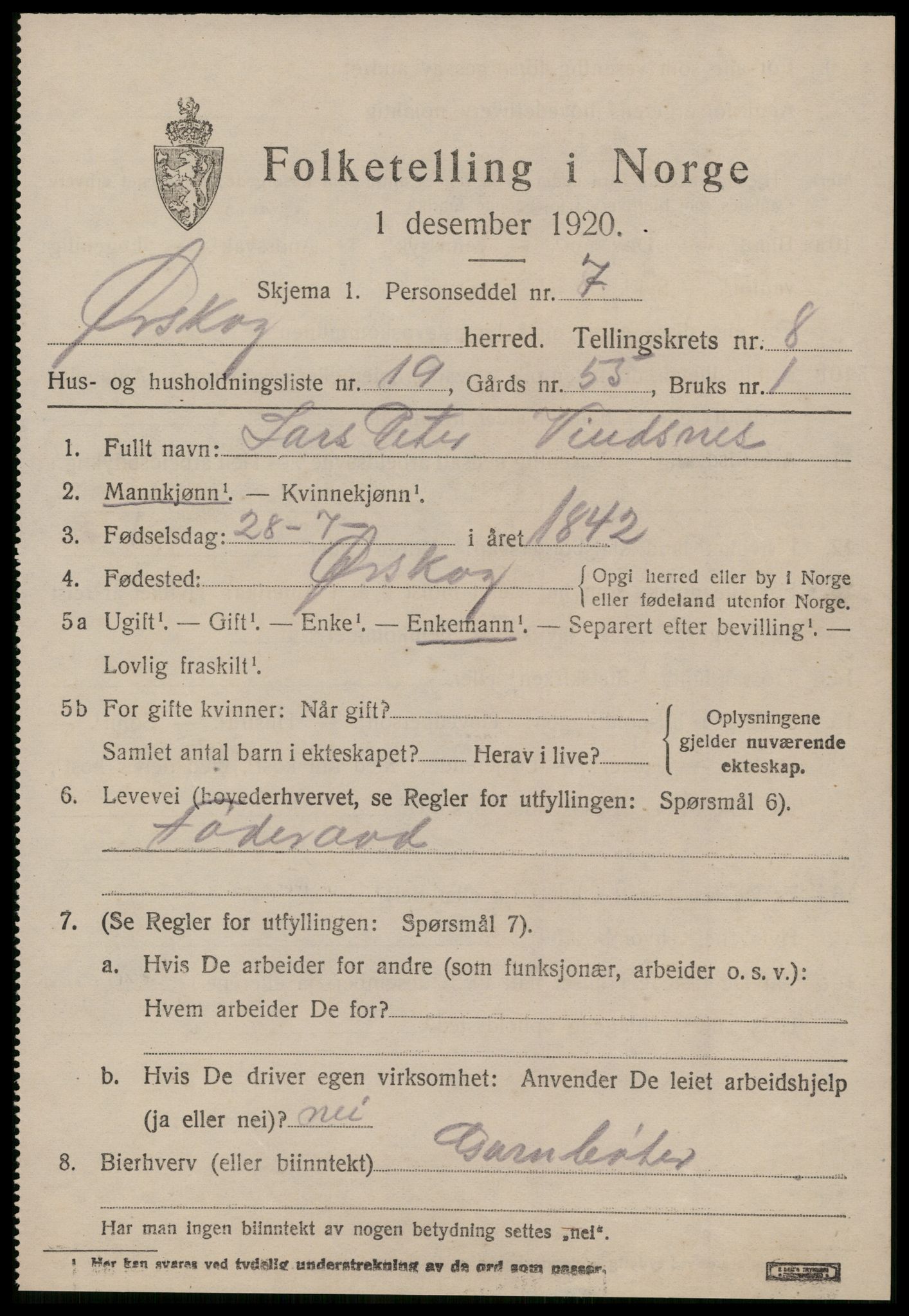 SAT, 1920 census for Ørskog, 1920, p. 4430