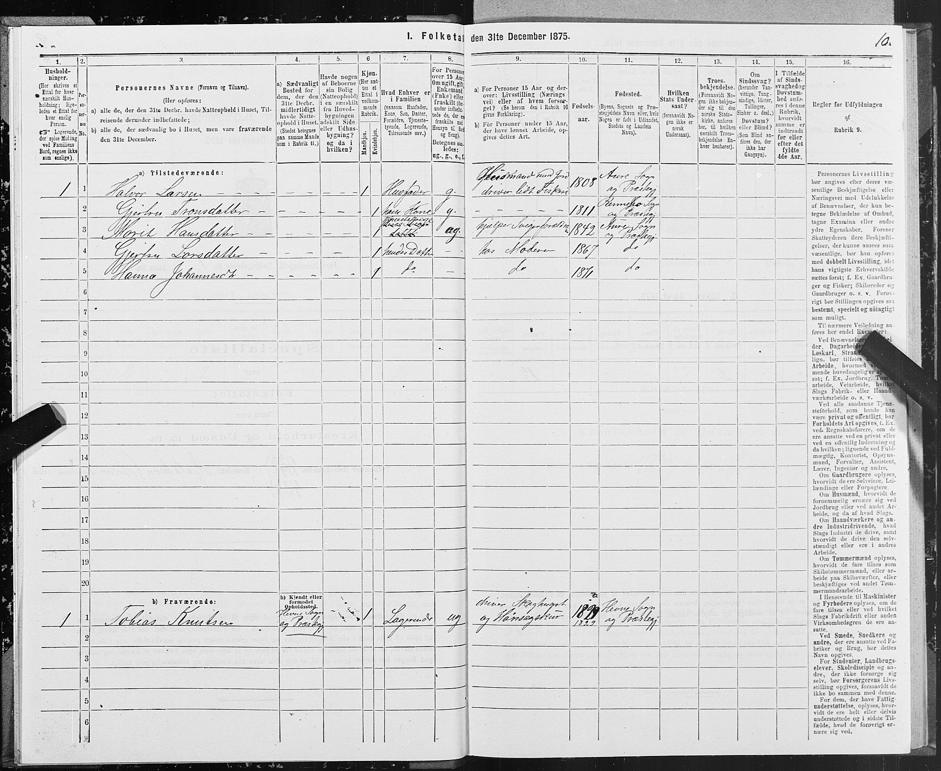 SAT, 1875 census for 1569P Aure, 1875, p. 1010