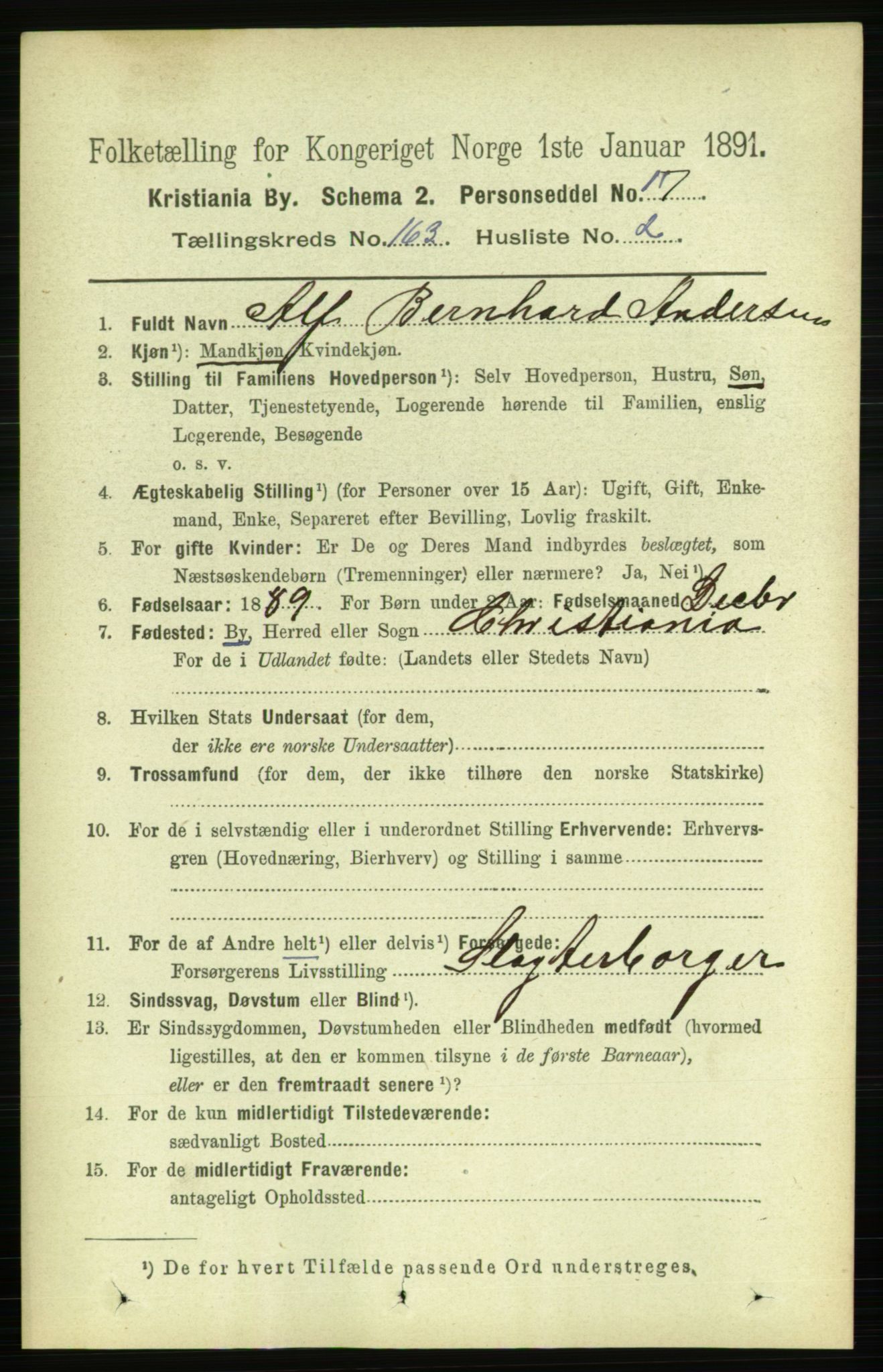 RA, 1891 census for 0301 Kristiania, 1891, p. 93585