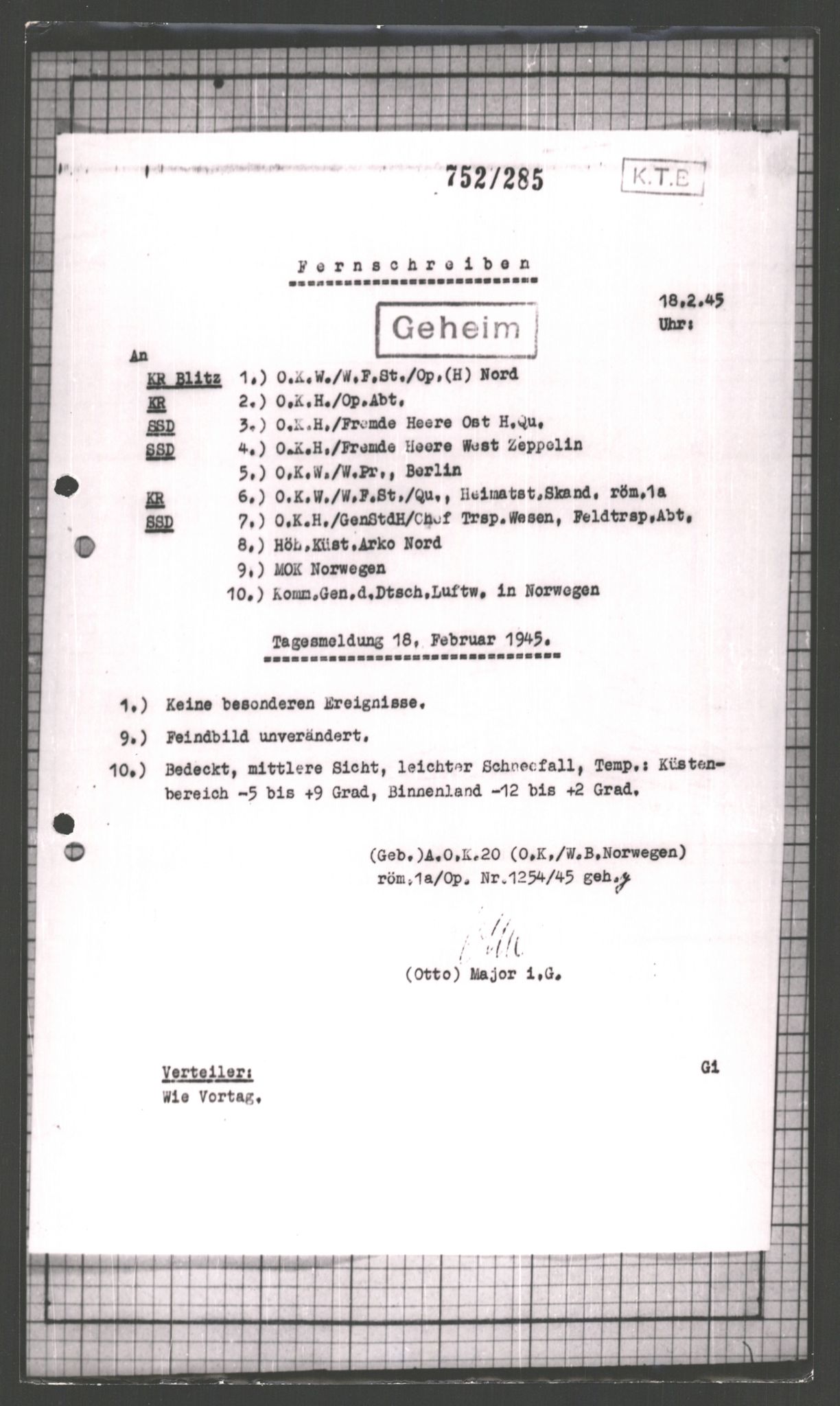 Forsvarets Overkommando. 2 kontor. Arkiv 11.4. Spredte tyske arkivsaker, AV/RA-RAFA-7031/D/Dar/Dara/L0003: Krigsdagbøker for 20. Gebirgs-Armee-Oberkommando (AOK 20), 1945, p. 126