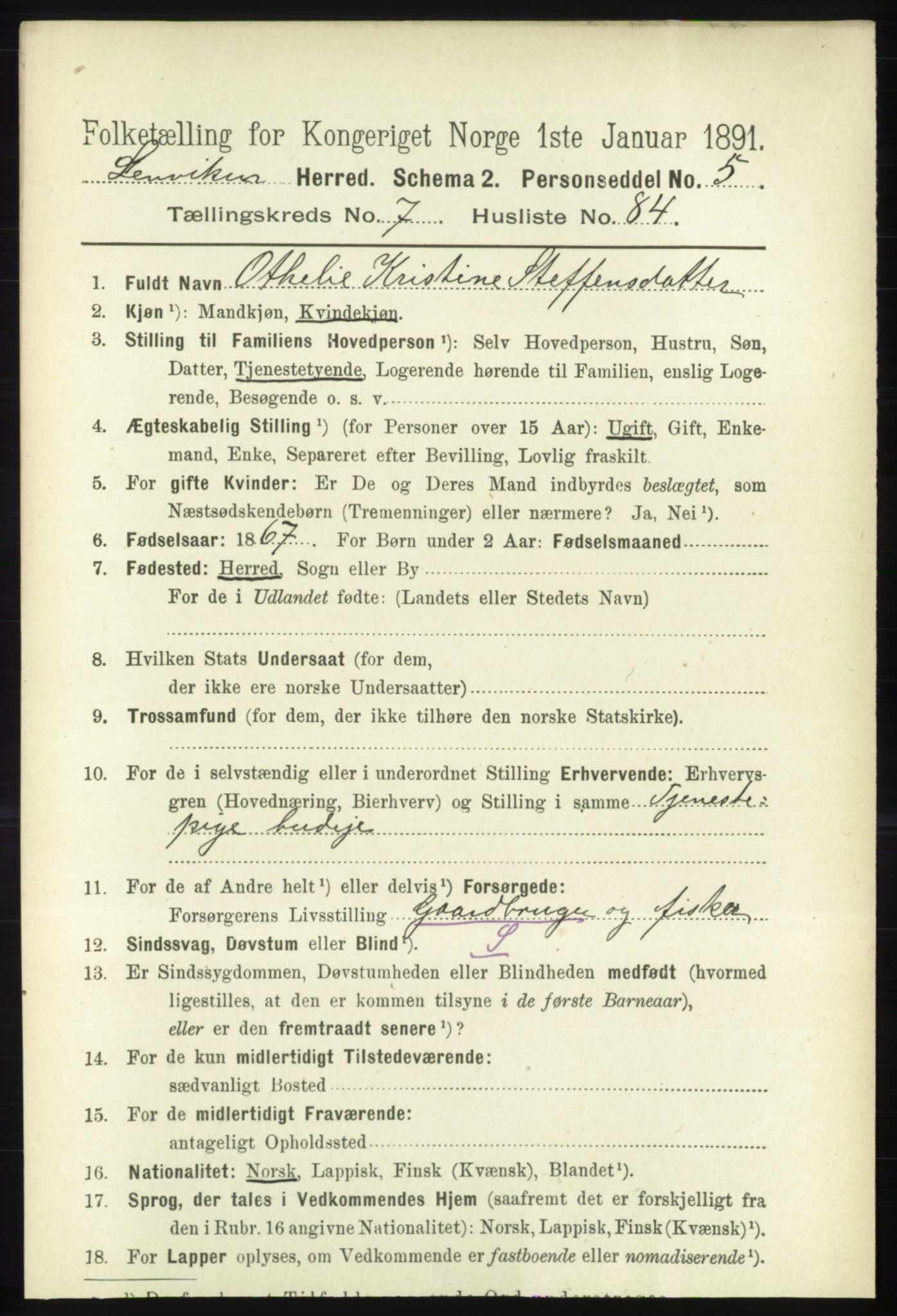 RA, 1891 census for 1931 Lenvik, 1891, p. 4304