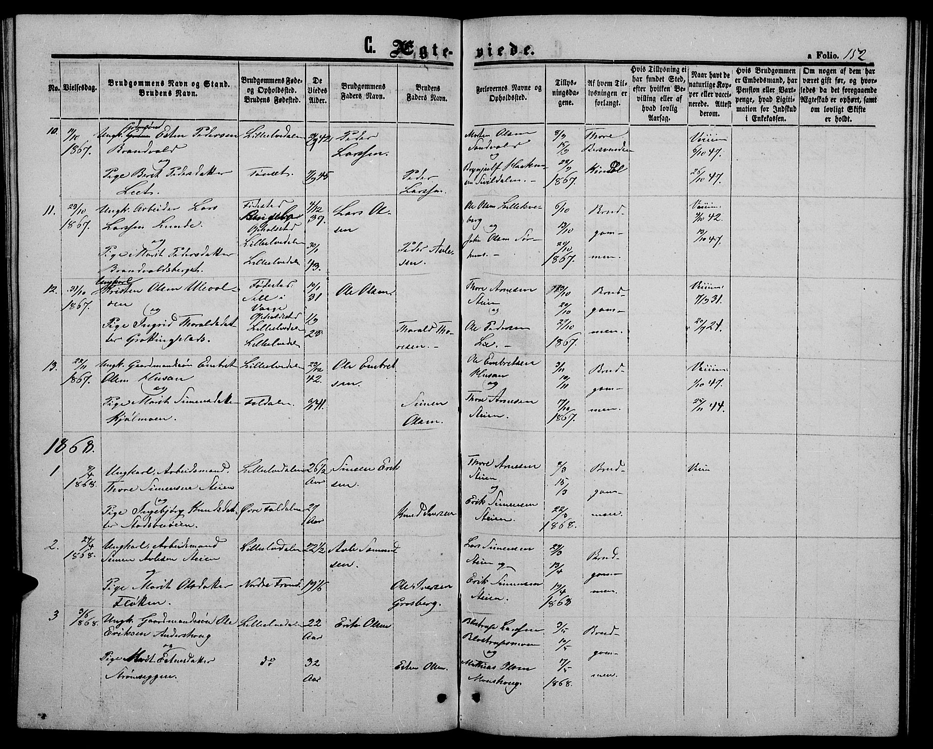 Alvdal prestekontor, SAH/PREST-060/H/Ha/Hab/L0002: Parish register (copy) no. 2, 1863-1878, p. 152