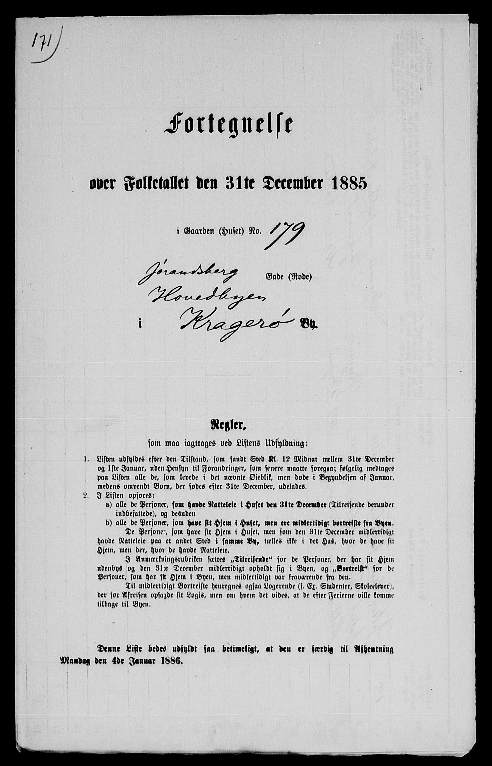 SAKO, 1885 census for 0801 Kragerø, 1885, p. 1372