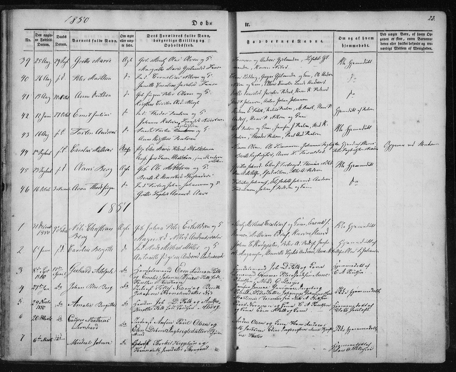 Ministerialprotokoller, klokkerbøker og fødselsregistre - Nordland, AV/SAT-A-1459/897/L1396: Parish register (official) no. 897A04, 1842-1866, p. 22