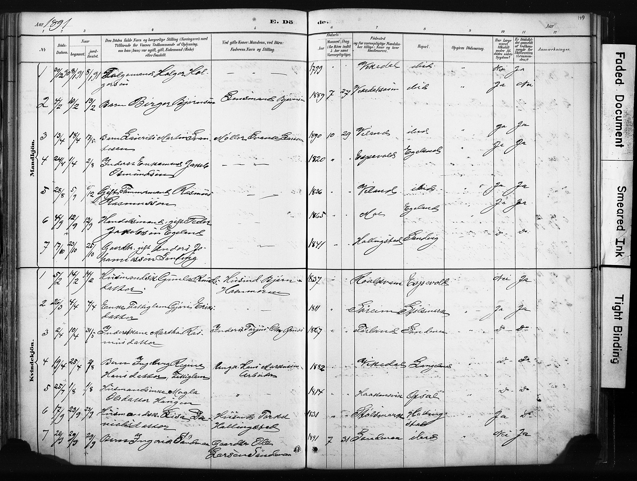 Vikedal sokneprestkontor, AV/SAST-A-101840/01/IV: Parish register (official) no. A 10, 1884-1907, p. 149