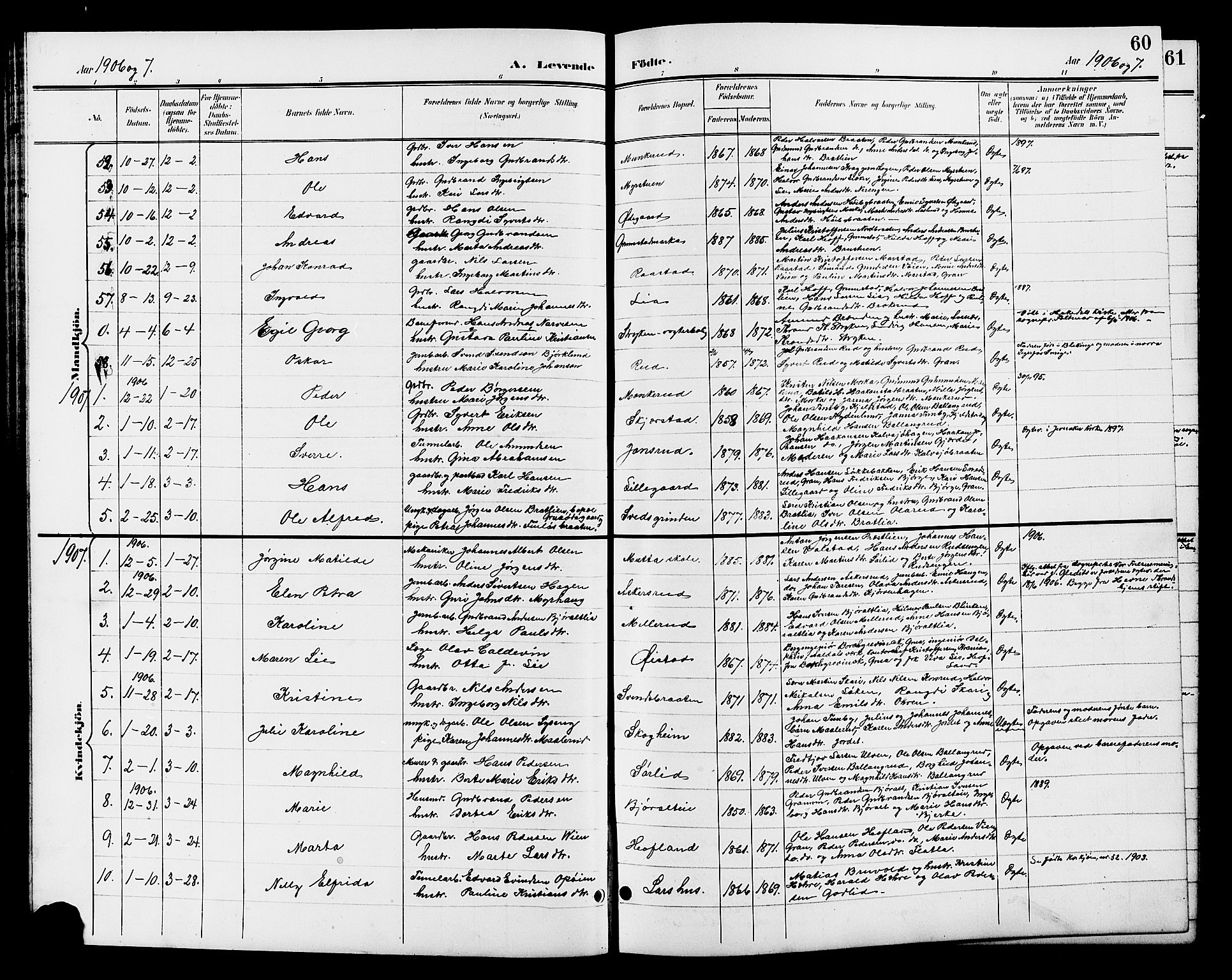 Jevnaker prestekontor, SAH/PREST-116/H/Ha/Hab/L0003: Parish register (copy) no. 3, 1896-1909, p. 60