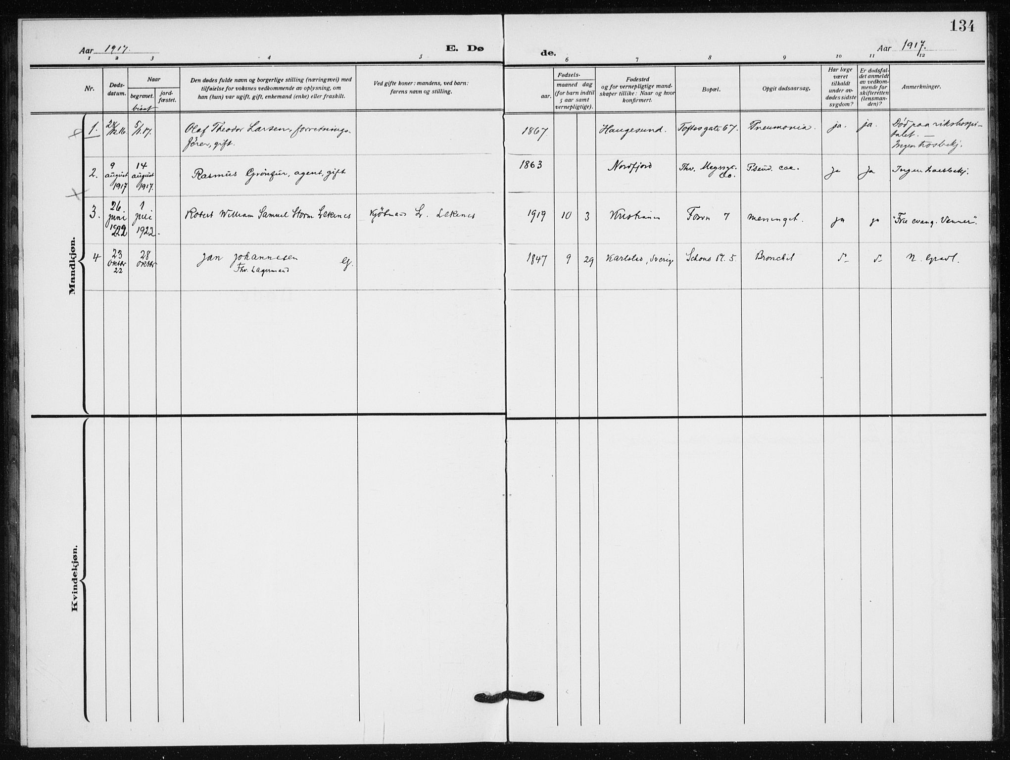 Hauge prestekontor Kirkebøker, AV/SAO-A-10849/F/Fa/L0004: Parish register (official) no. 4, 1917-1938, p. 134