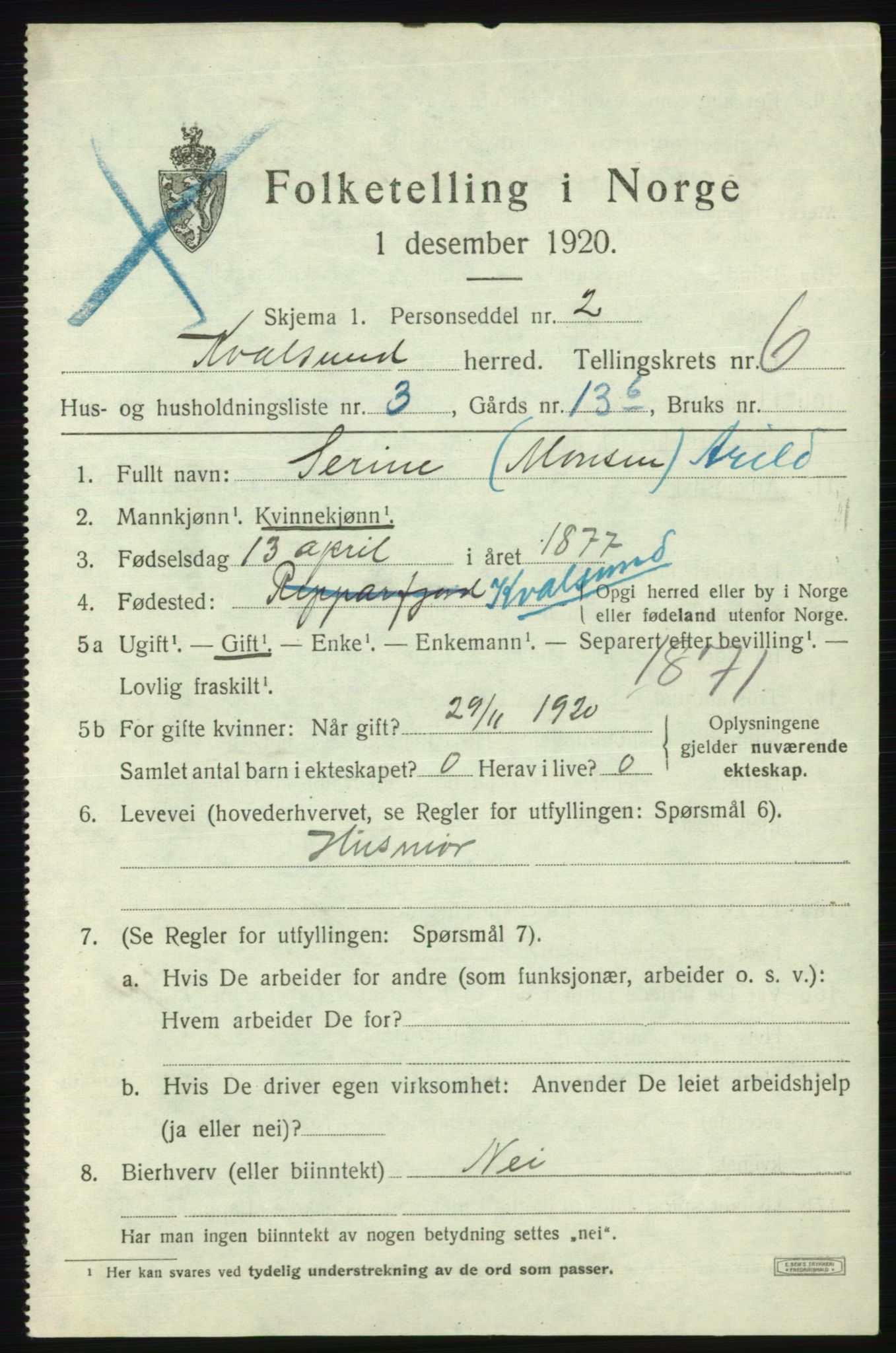 SATØ, 1920 census for , 1920, p. 2018