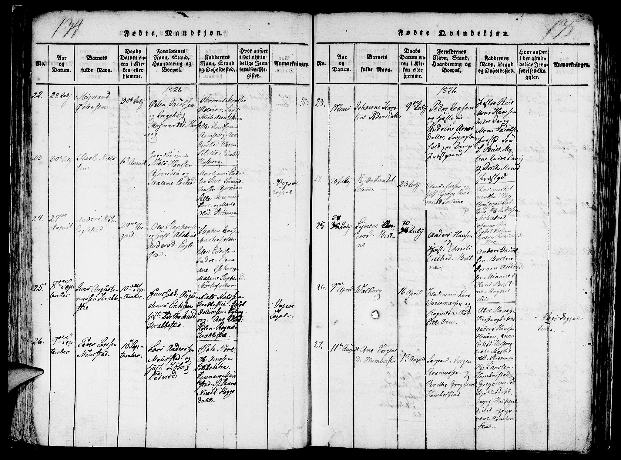 Davik sokneprestembete, AV/SAB-A-79701/H/Haa/Haaa/L0003: Parish register (official) no. A 3, 1816-1830, p. 134-135