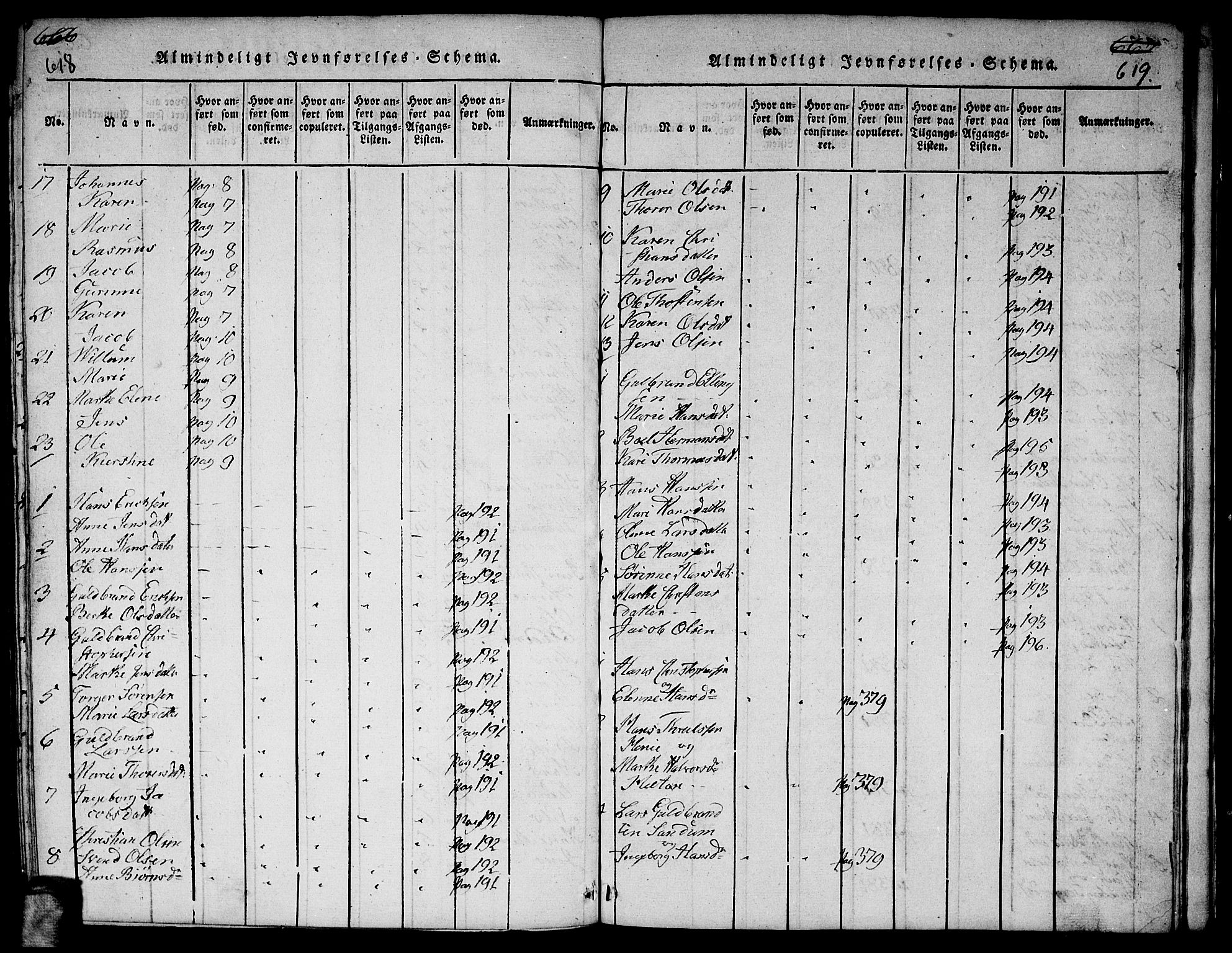 Gjerdrum prestekontor Kirkebøker, SAO/A-10412b/F/Fa/L0004: Parish register (official) no. I 4, 1816-1836, p. 618-619
