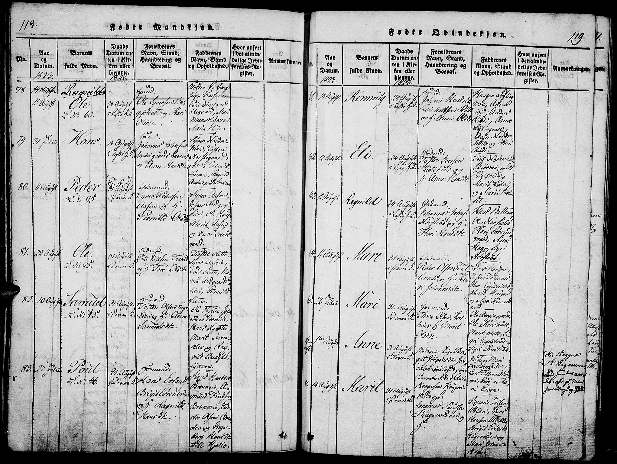 Lesja prestekontor, SAH/PREST-068/H/Ha/Haa/L0004: Parish register (official) no. 4, 1820-1829, p. 118-119