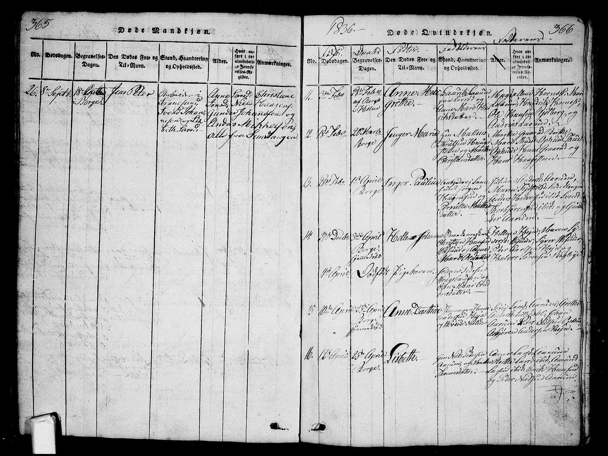 Borge prestekontor Kirkebøker, AV/SAO-A-10903/G/Ga/L0001: Parish register (copy) no.  I 1, 1815-1835, p. 365-366