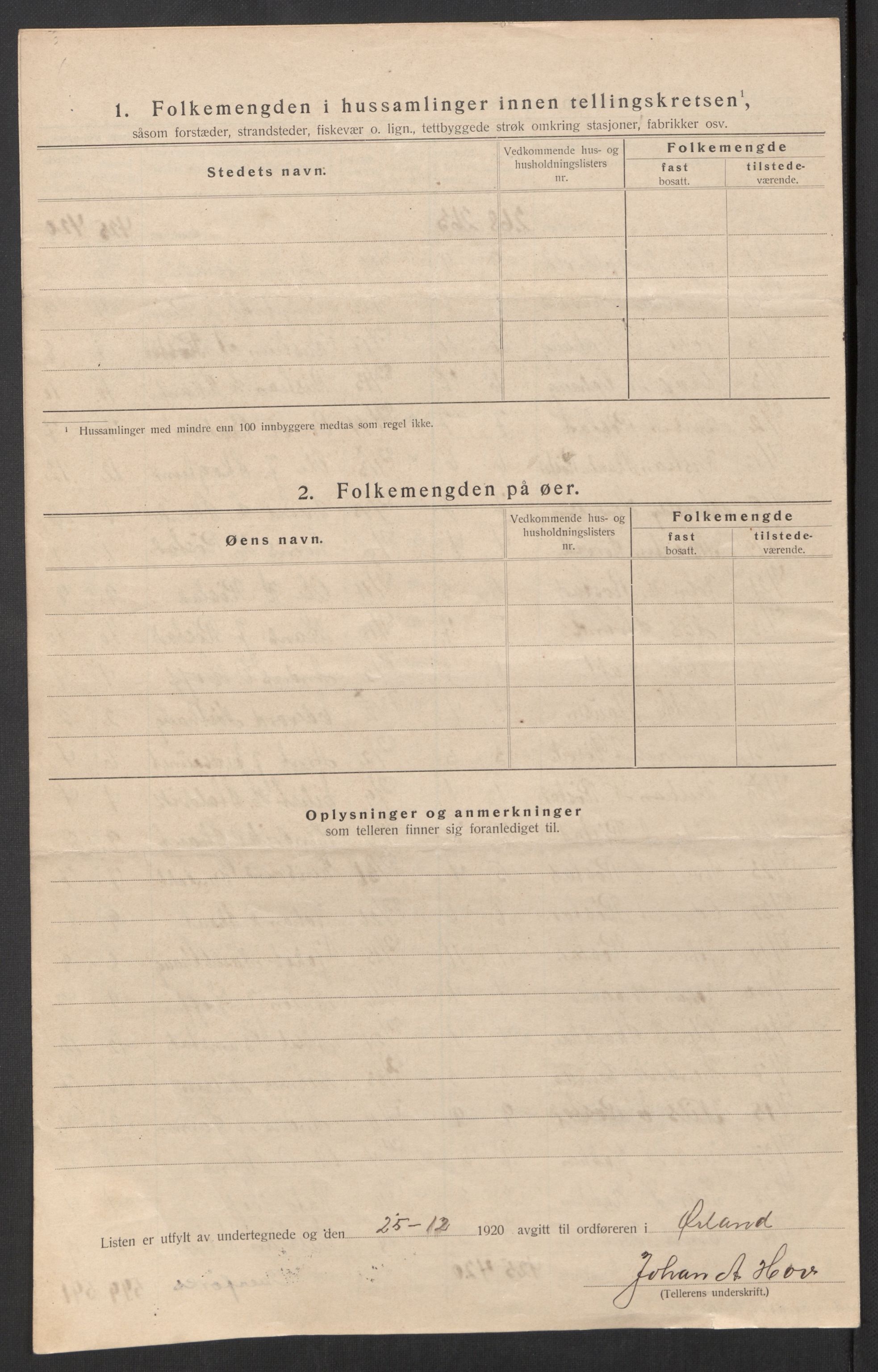 SAT, 1920 census for Ørland, 1920, p. 33