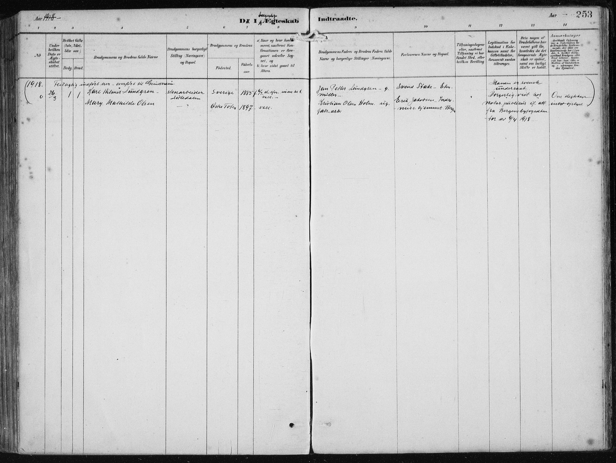 Etne sokneprestembete, AV/SAB-A-75001/H/Haa: Parish register (official) no. B  1, 1879-1919, p. 253