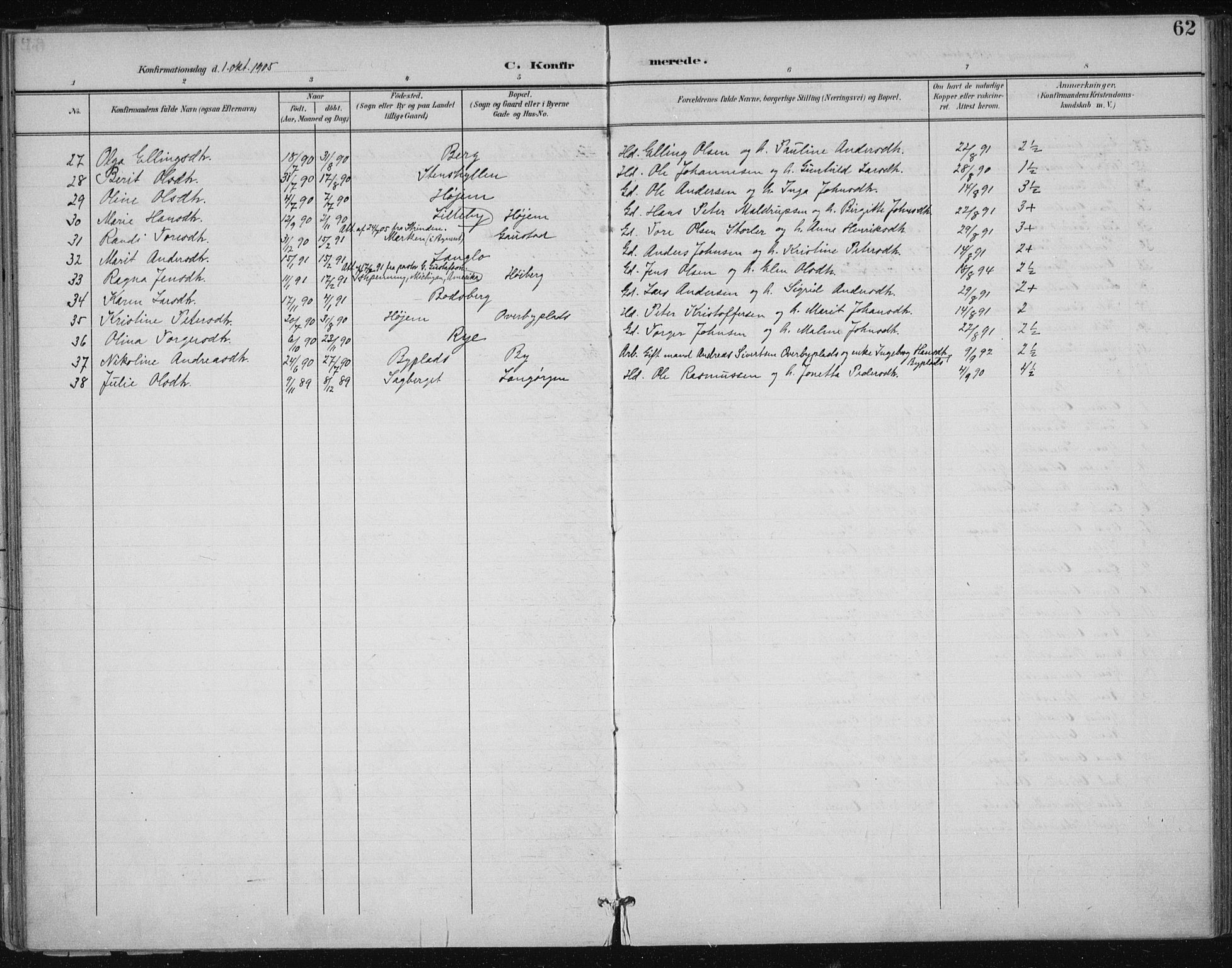 Ministerialprotokoller, klokkerbøker og fødselsregistre - Sør-Trøndelag, AV/SAT-A-1456/612/L0380: Parish register (official) no. 612A12, 1898-1907, p. 62