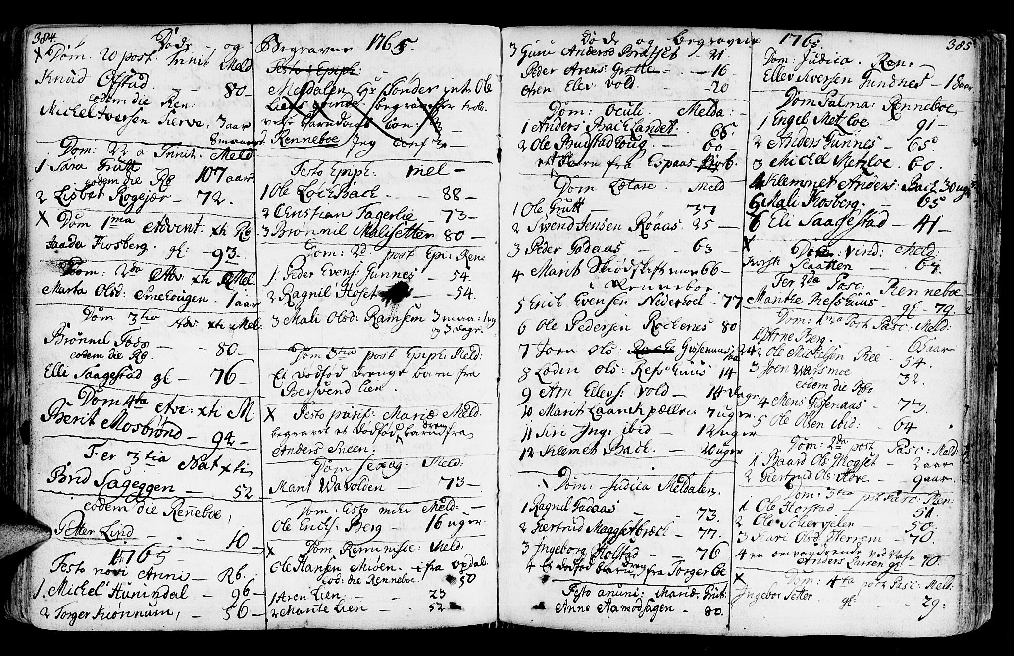 Ministerialprotokoller, klokkerbøker og fødselsregistre - Sør-Trøndelag, SAT/A-1456/672/L0851: Parish register (official) no. 672A04, 1751-1775, p. 384-385