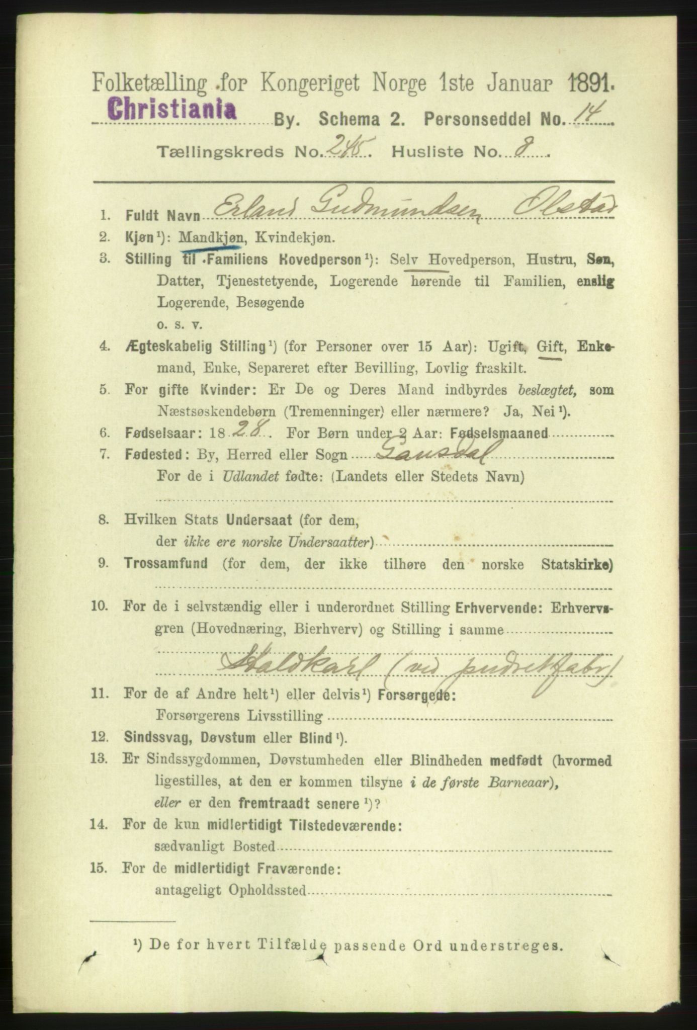 RA, 1891 census for 0301 Kristiania, 1891, p. 149505