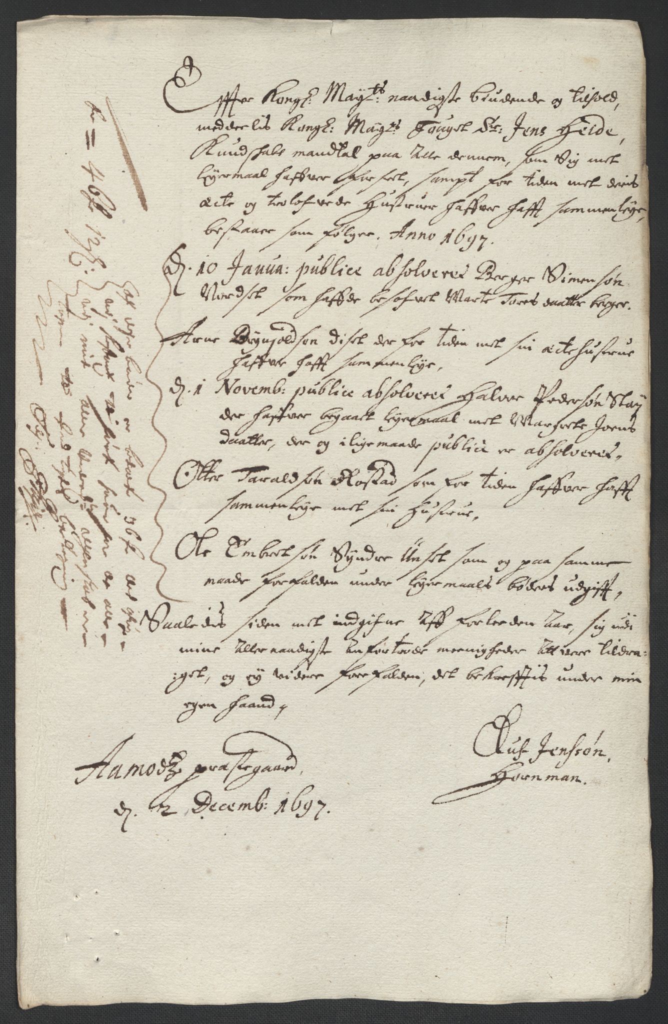 Rentekammeret inntil 1814, Reviderte regnskaper, Fogderegnskap, RA/EA-4092/R13/L0835: Fogderegnskap Solør, Odal og Østerdal, 1697, p. 173