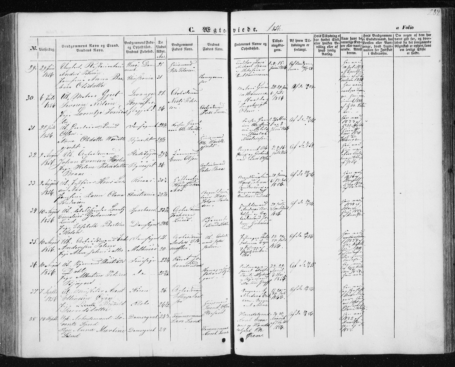 Ministerialprotokoller, klokkerbøker og fødselsregistre - Sør-Trøndelag, AV/SAT-A-1456/602/L0112: Parish register (official) no. 602A10, 1848-1859, p. 284