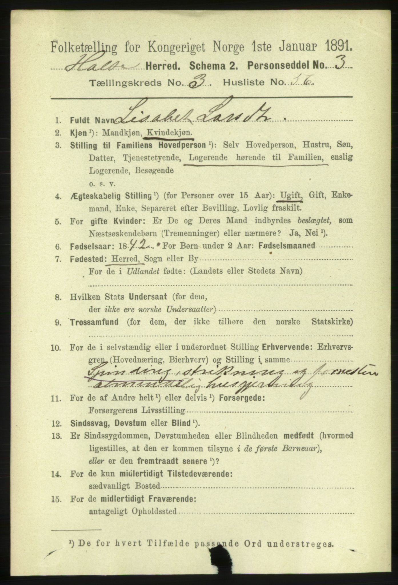 RA, 1891 census for 1571 Halsa, 1891, p. 934