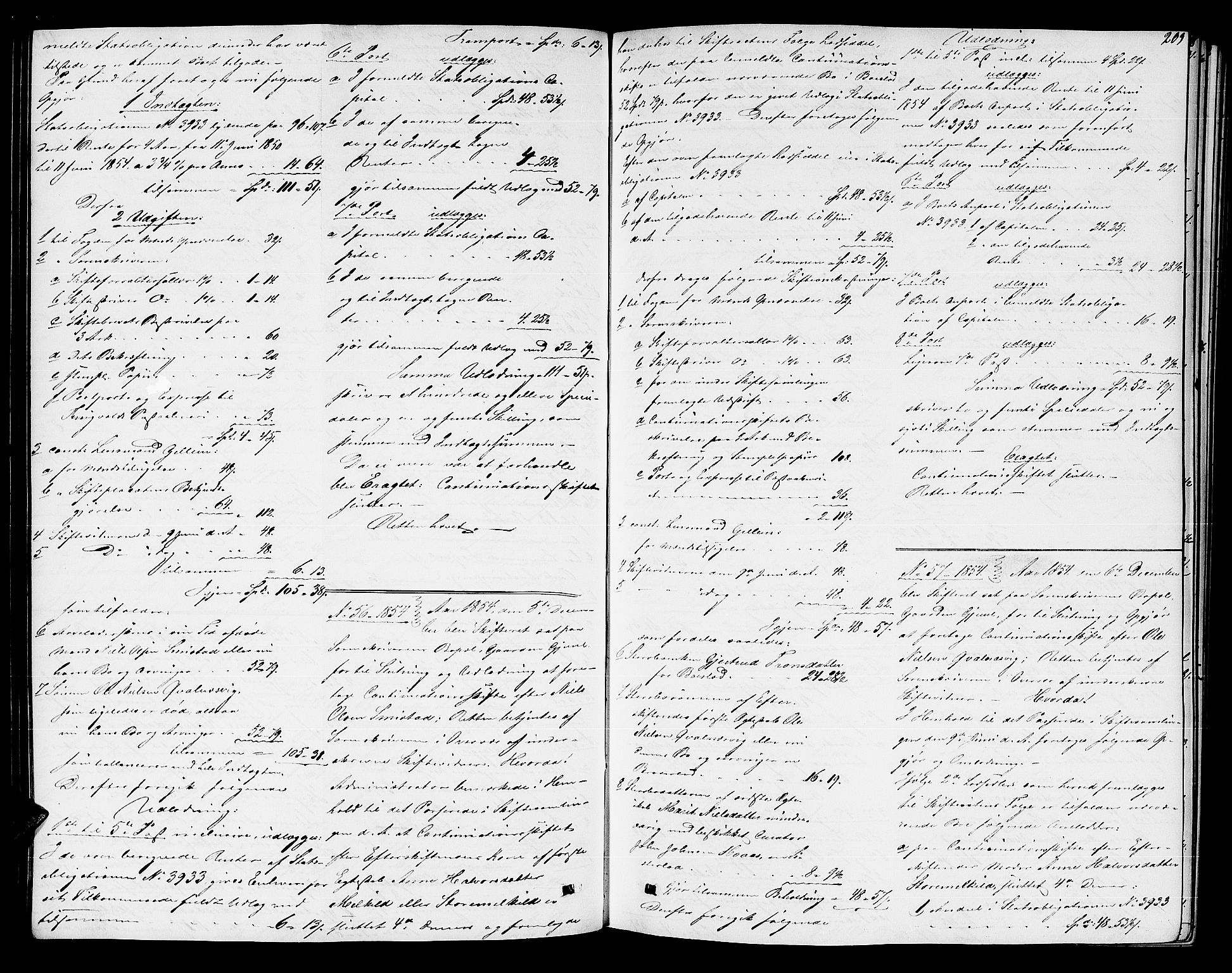 Nordmøre sorenskriveri, SAT/A-4132/1/3/3A/L0033: Utlodningsprotokoll nr. 02, 1850-1862, p. 209