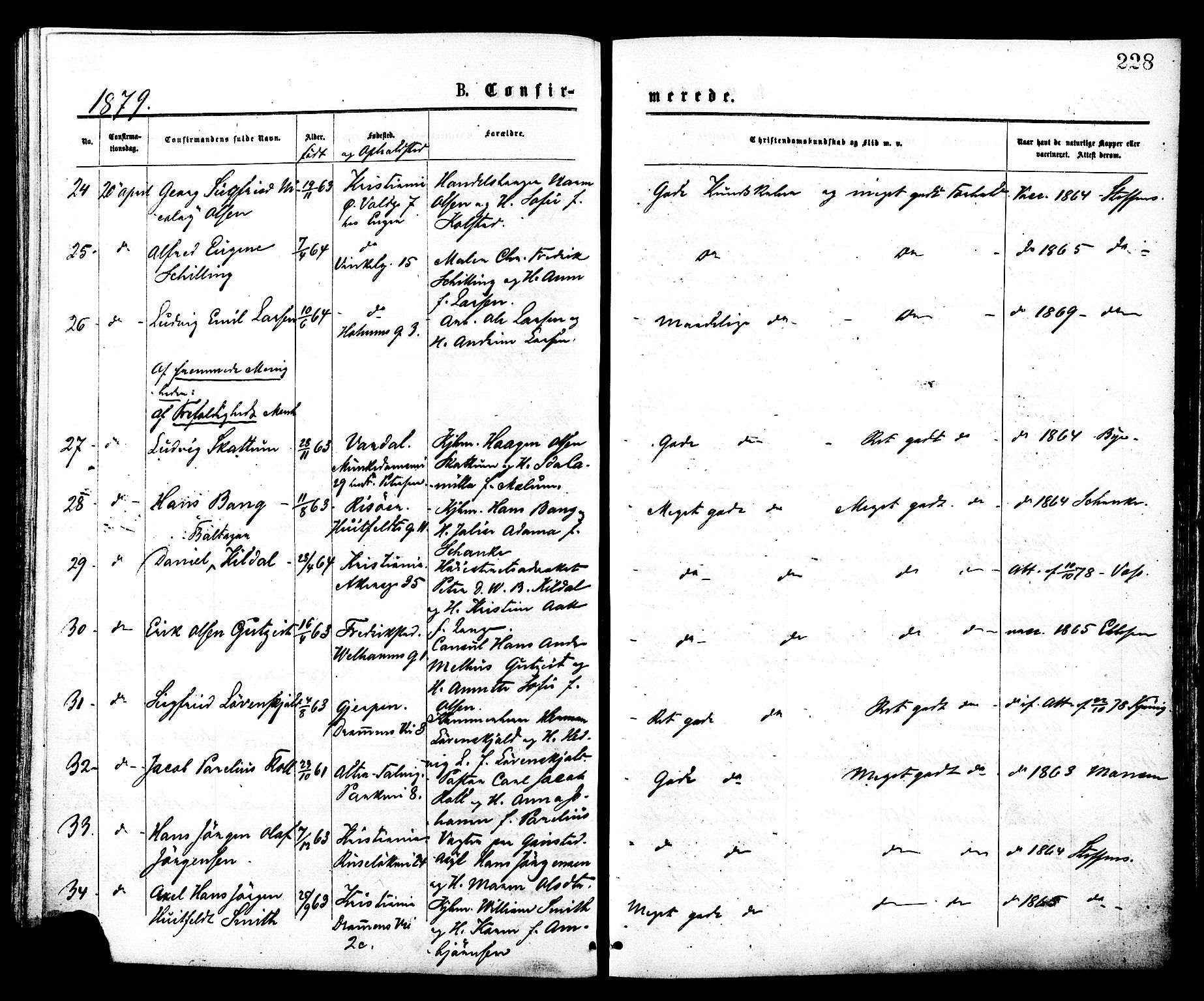 Johannes prestekontor Kirkebøker, AV/SAO-A-10852/F/Fa/L0001: Parish register (official) no. 1, 1875-1881, p. 228
