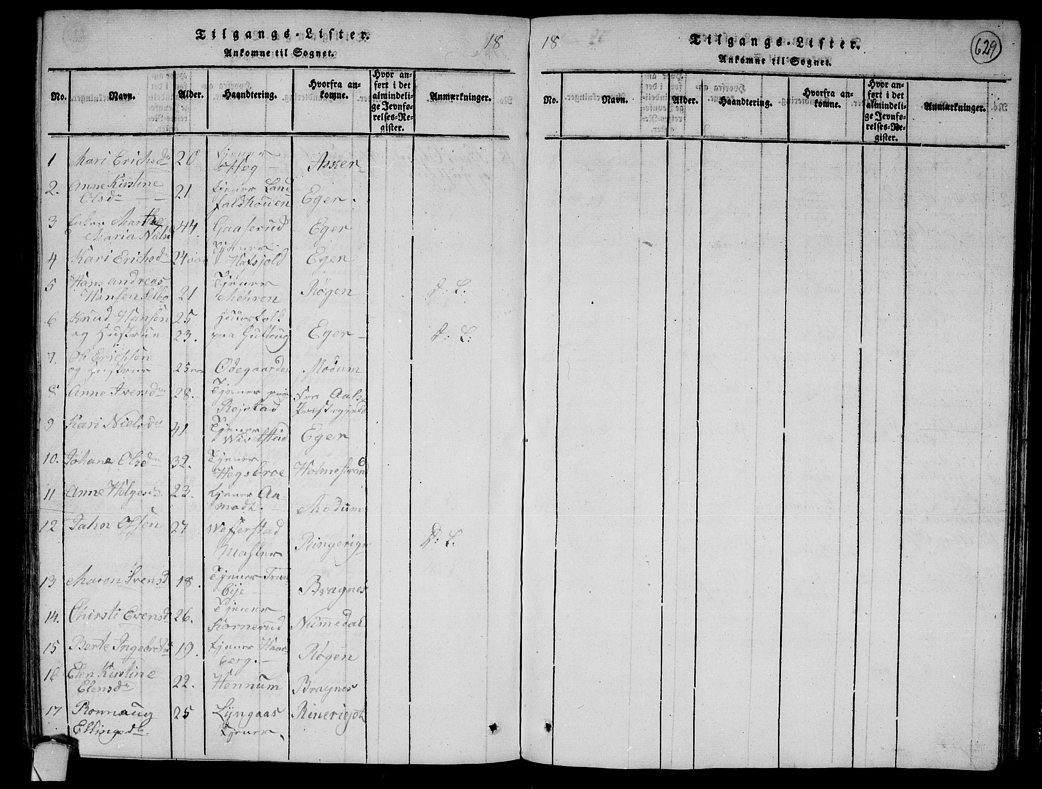 Lier kirkebøker, SAKO/A-230/F/Fa/L0008: Parish register (official) no. I 8, 1813-1825, p. 628-629