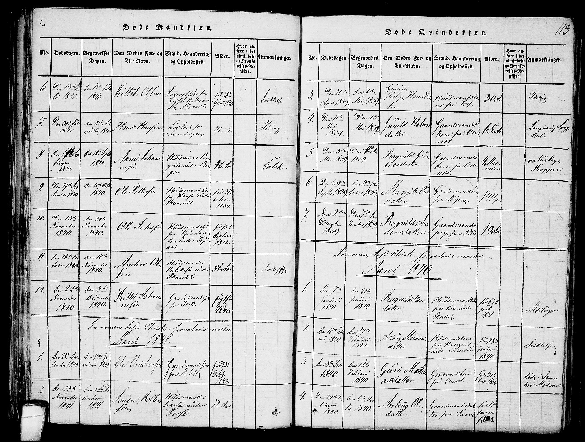 Hjartdal kirkebøker, AV/SAKO-A-270/F/Fb/L0001: Parish register (official) no. II 1, 1815-1843, p. 113