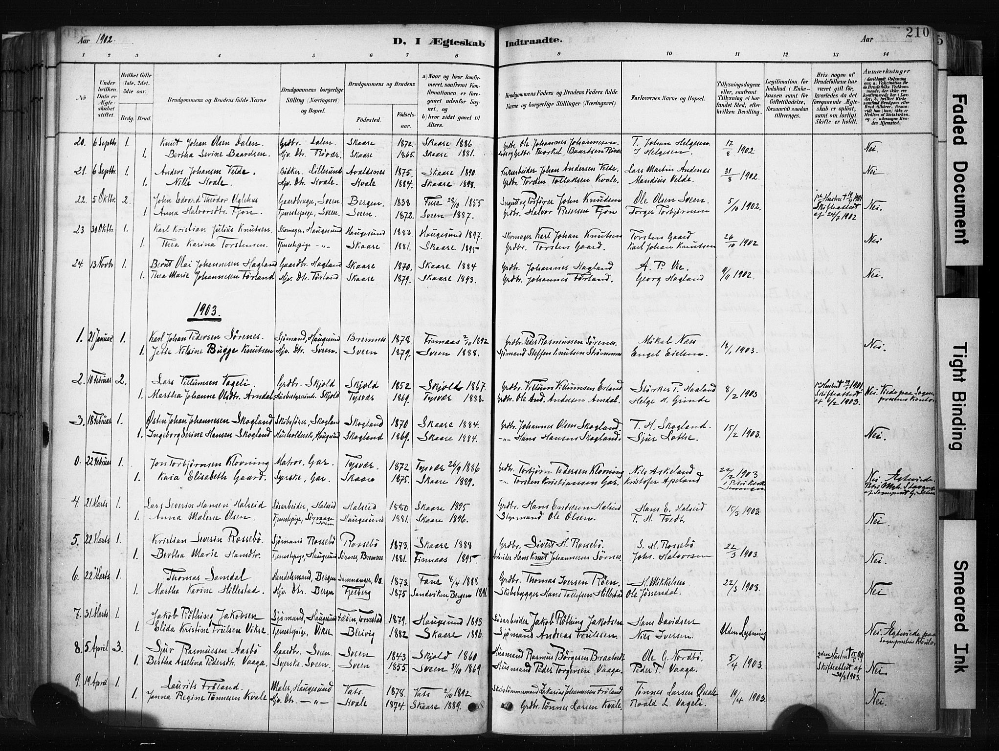 Haugesund sokneprestkontor, AV/SAST-A -101863/H/Ha/Haa/L0004: Parish register (official) no. A 4, 1886-1908, p. 210