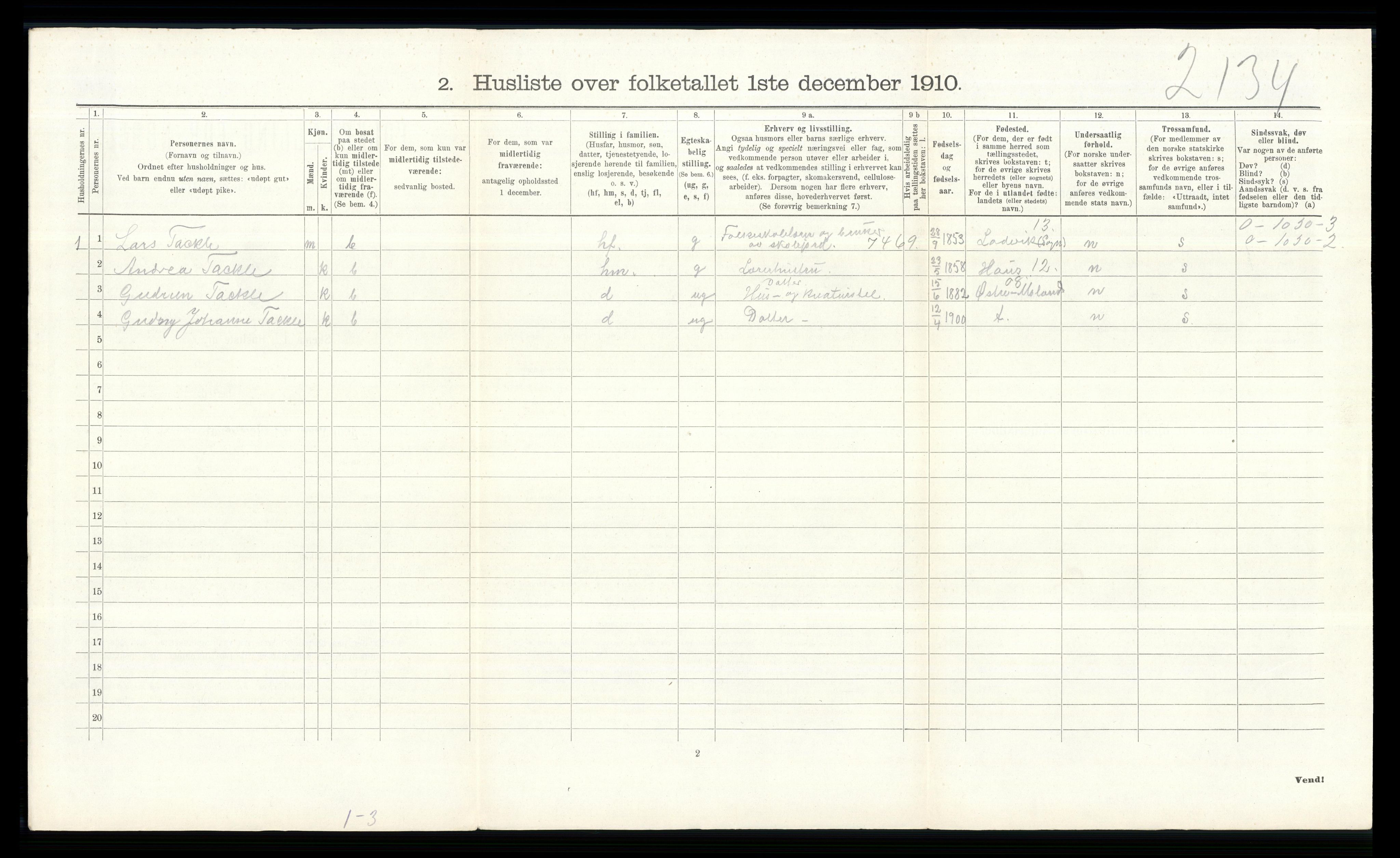 RA, 1910 census for Norderhov, 1910, p. 2735