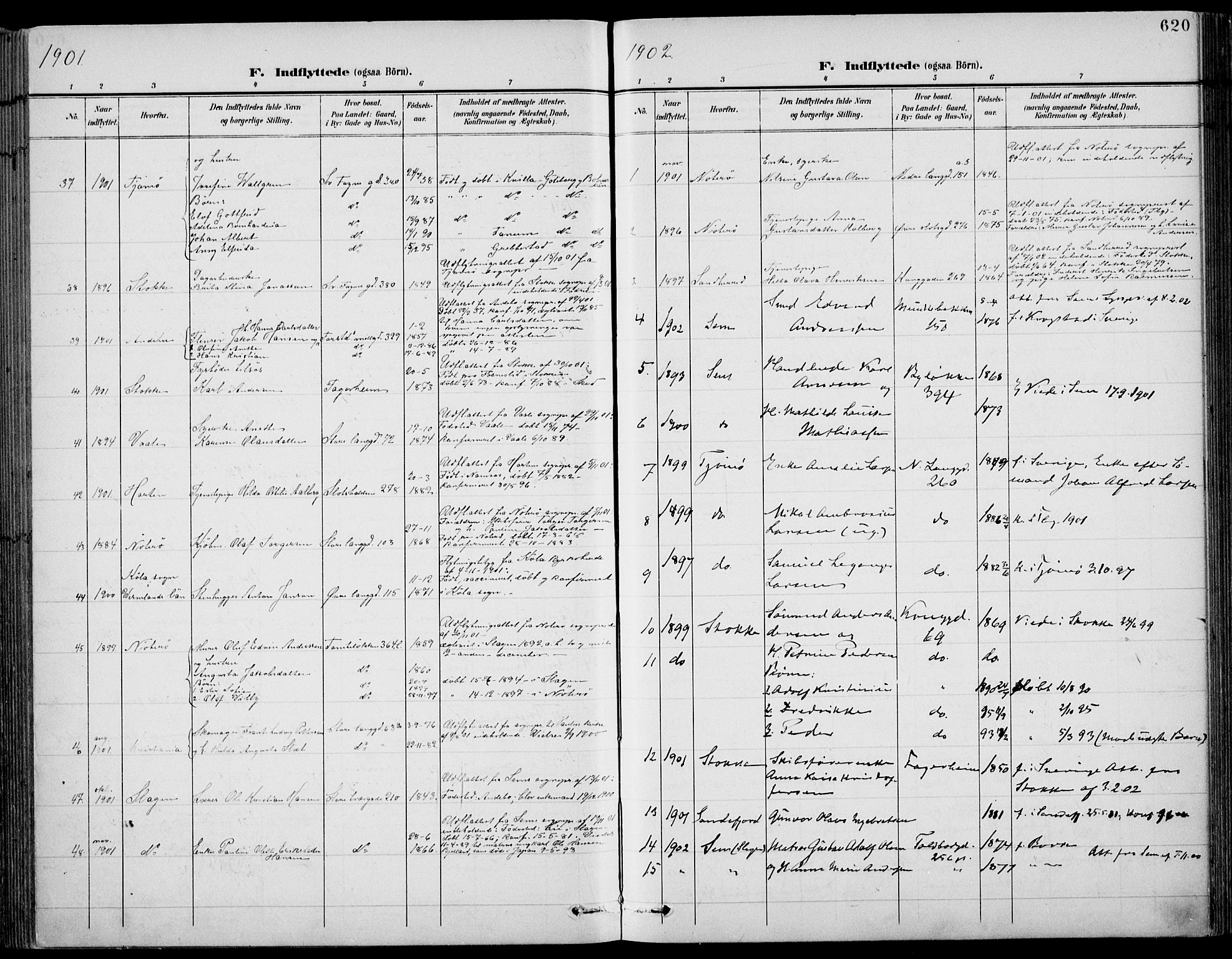 Tønsberg kirkebøker, SAKO/A-330/F/Fa/L0013: Parish register (official) no. I 13, 1900-1913, p. 620