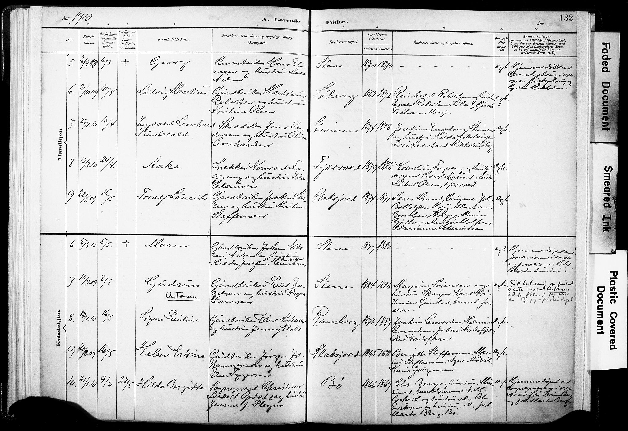 Ministerialprotokoller, klokkerbøker og fødselsregistre - Nordland, AV/SAT-A-1459/891/L1304: Parish register (official) no. 891A09, 1895-1921, p. 132