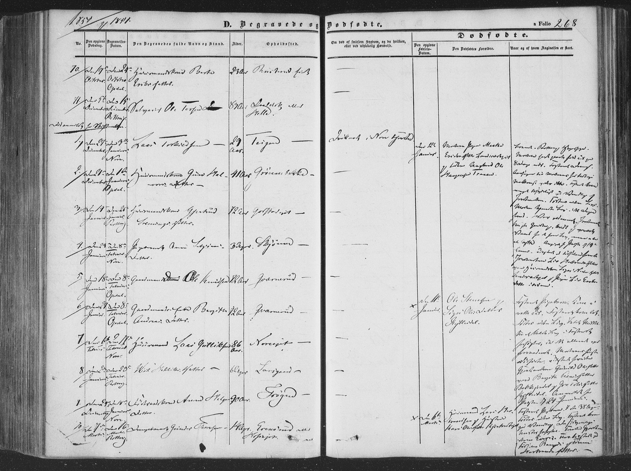 Rollag kirkebøker, SAKO/A-240/F/Fa/L0008: Parish register (official) no. I 8, 1847-1860, p. 268