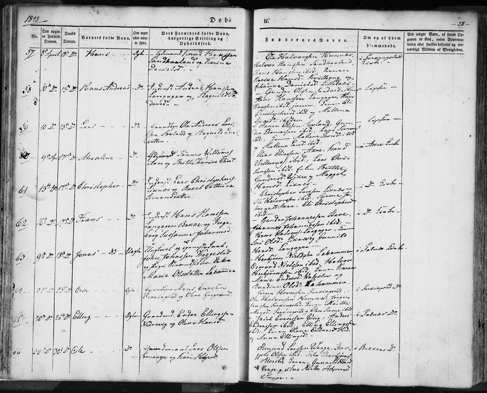 Skudenes sokneprestkontor, SAST/A -101849/H/Ha/Haa/L0002: Parish register (official) no. A 2.1, 1841-1846, p. 28