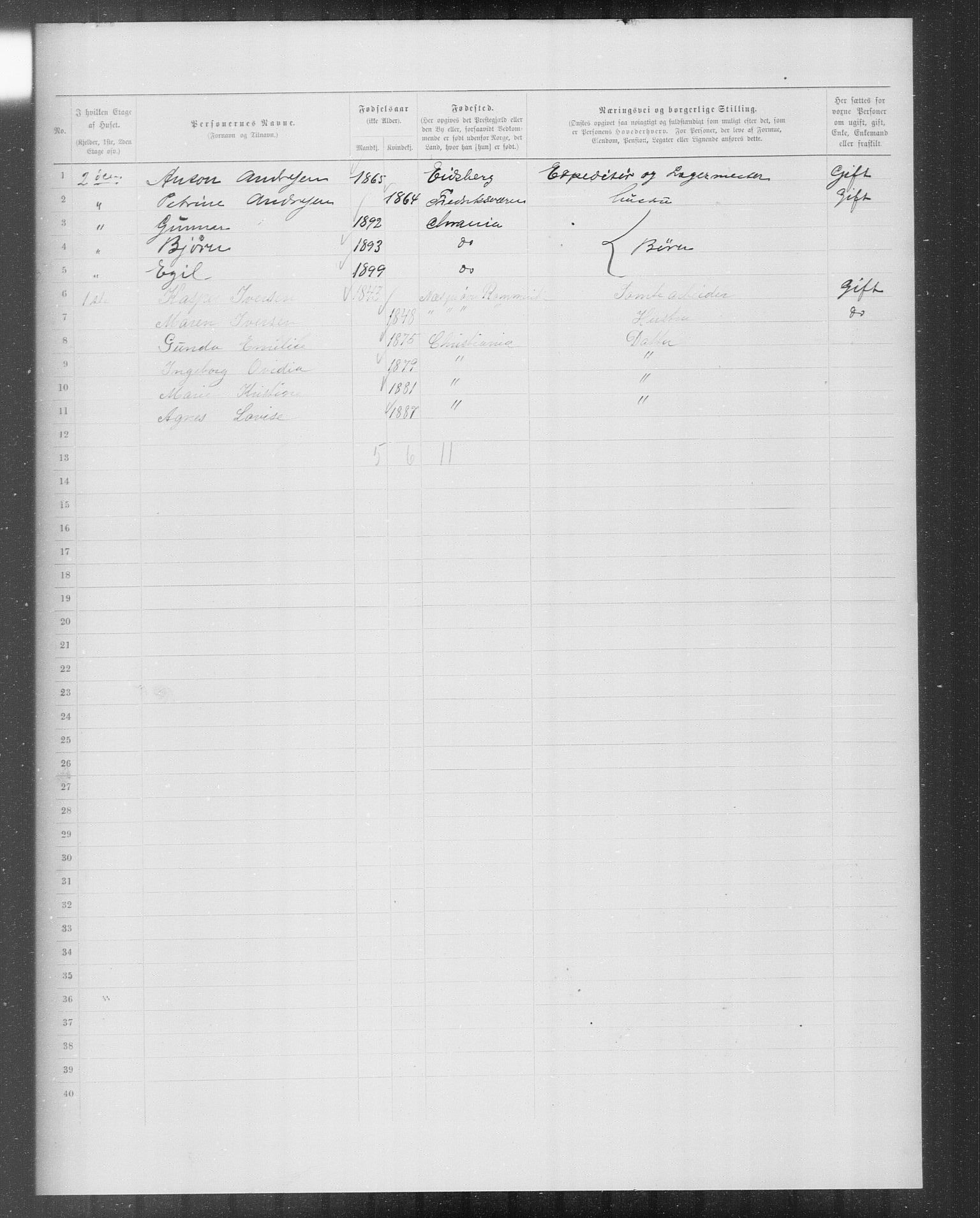 OBA, Municipal Census 1899 for Kristiania, 1899, p. 9996