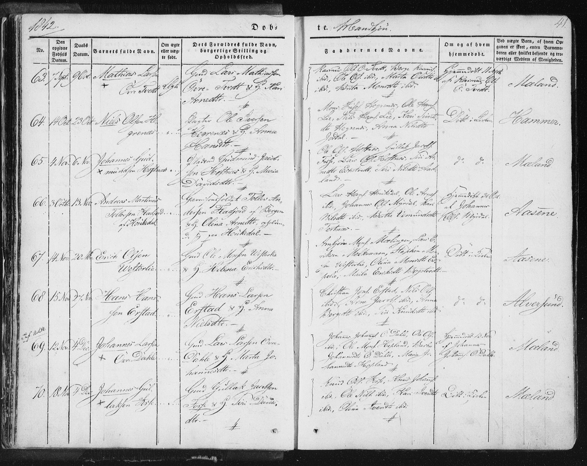 Hamre sokneprestembete, SAB/A-75501/H/Ha/Haa/Haaa/L0012: Parish register (official) no. A 12, 1834-1845, p. 41