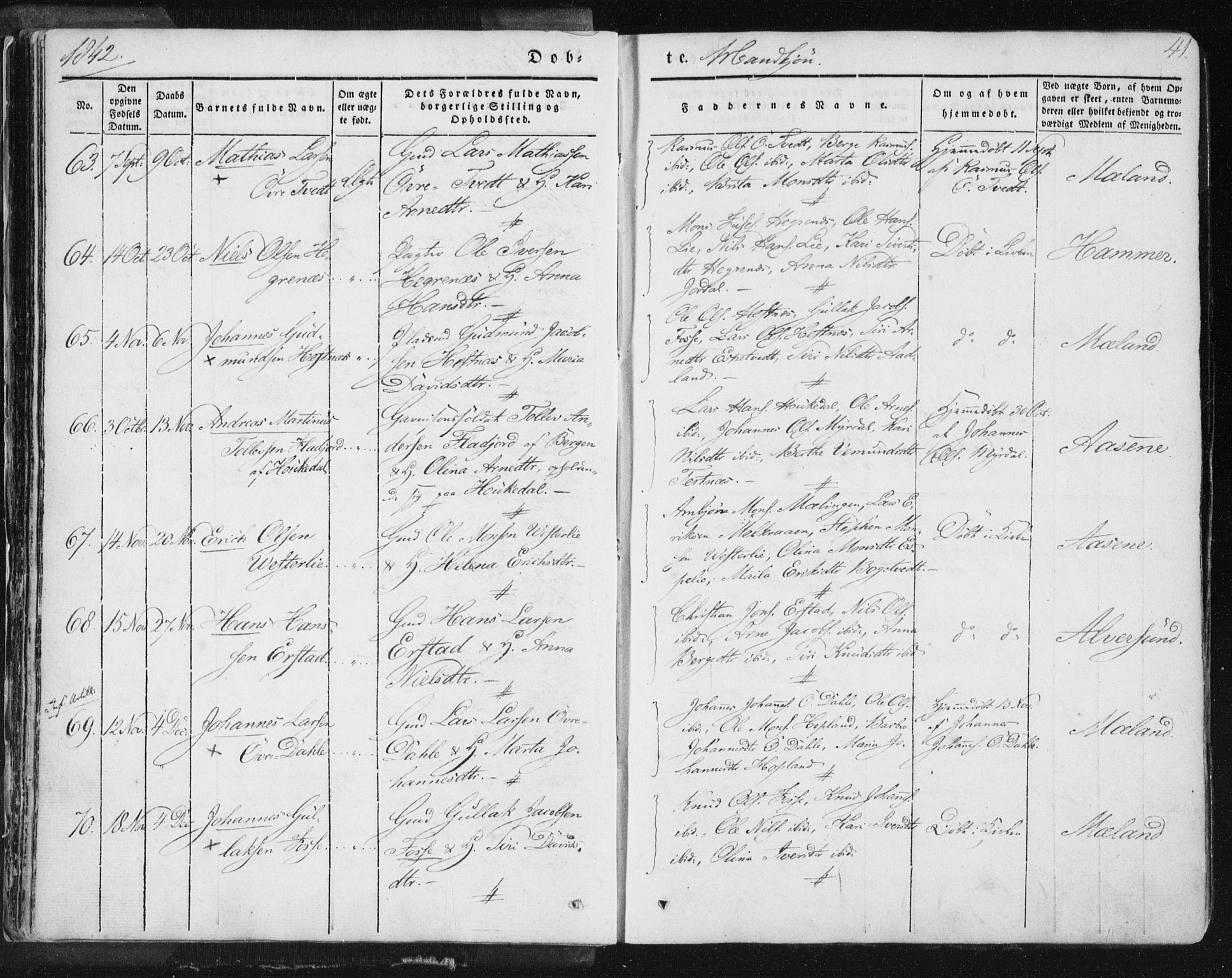 Hamre sokneprestembete, AV/SAB-A-75501/H/Ha/Haa/Haaa/L0012: Parish register (official) no. A 12, 1834-1845, p. 41