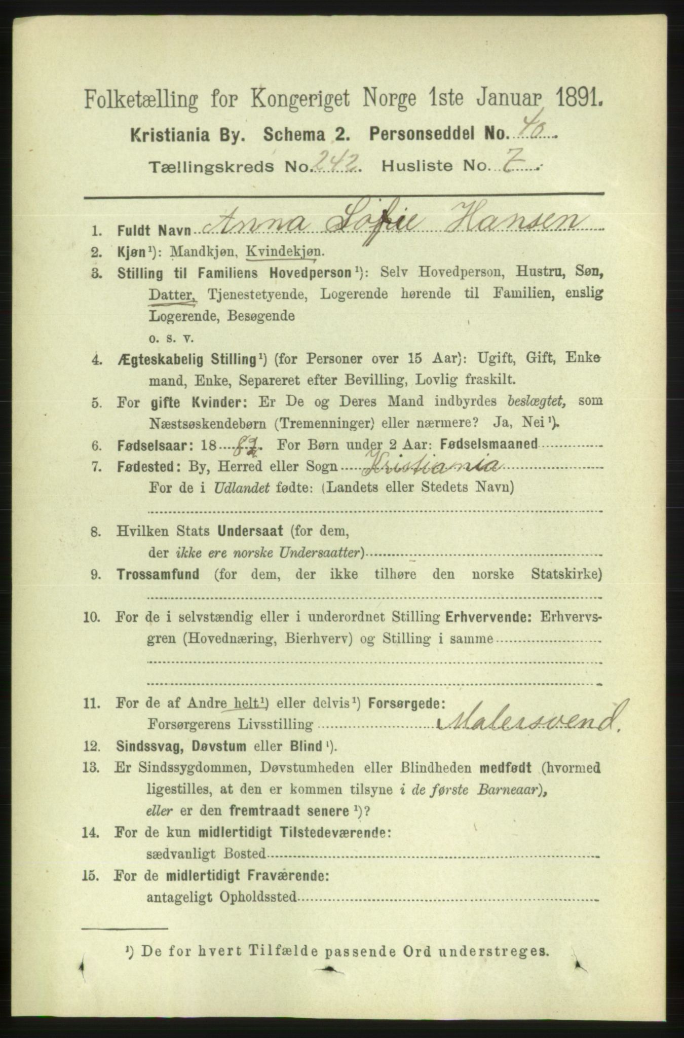 RA, 1891 census for 0301 Kristiania, 1891, p. 147219