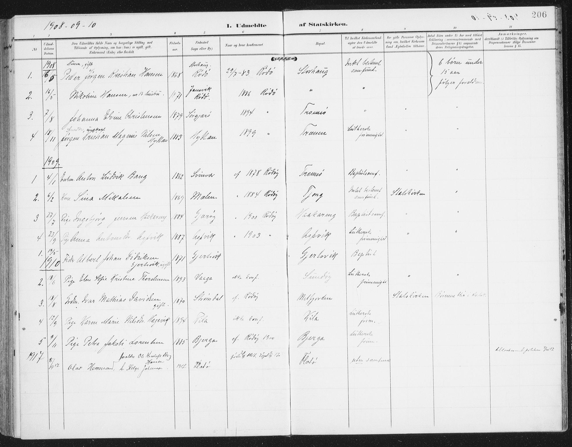 Ministerialprotokoller, klokkerbøker og fødselsregistre - Nordland, AV/SAT-A-1459/841/L0612: Parish register (official) no. 841A15, 1902-1910, p. 206