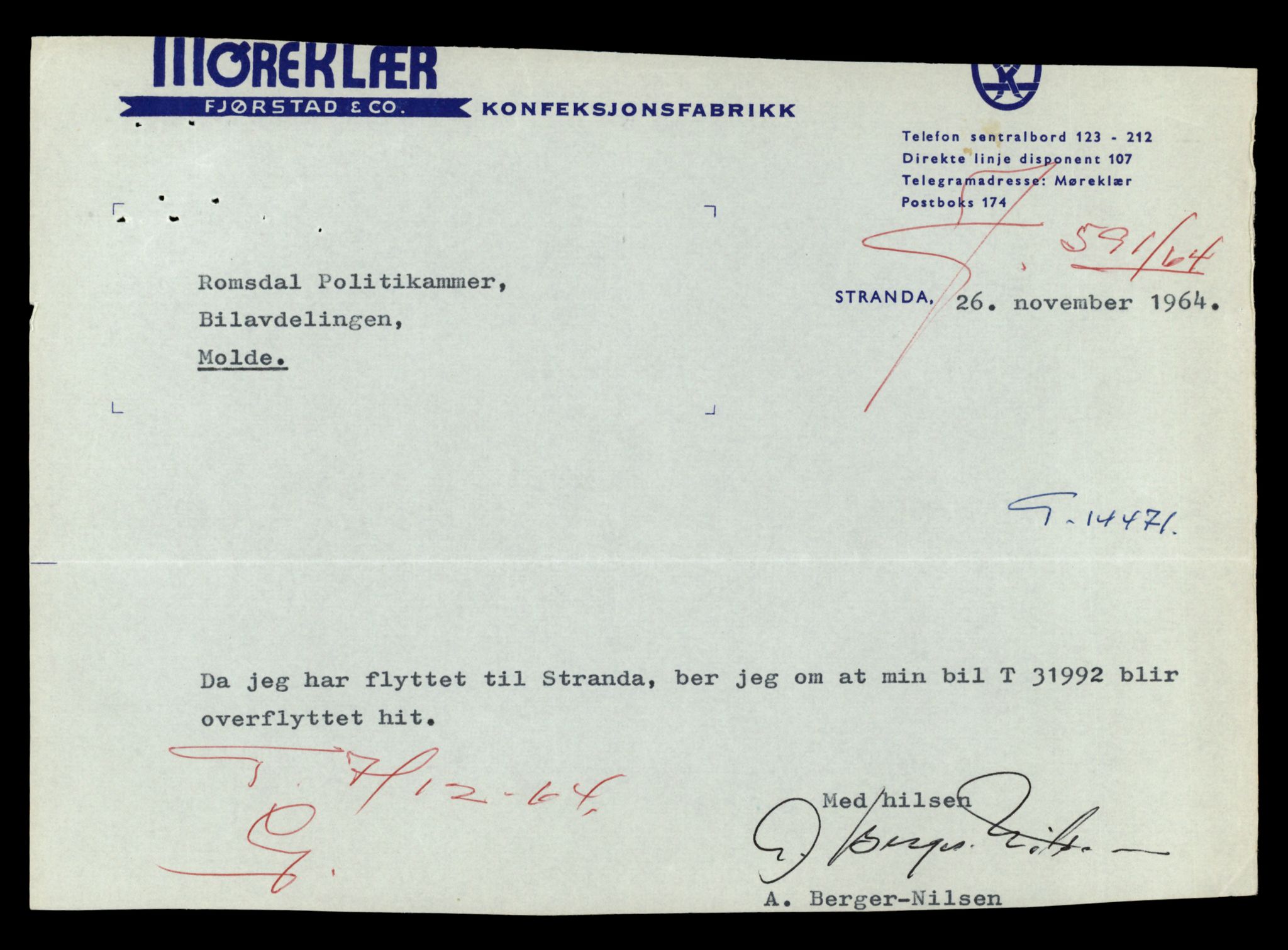 Møre og Romsdal vegkontor - Ålesund trafikkstasjon, AV/SAT-A-4099/F/Fe/L0046: Registreringskort for kjøretøy T 14445 - T 14579, 1927-1998