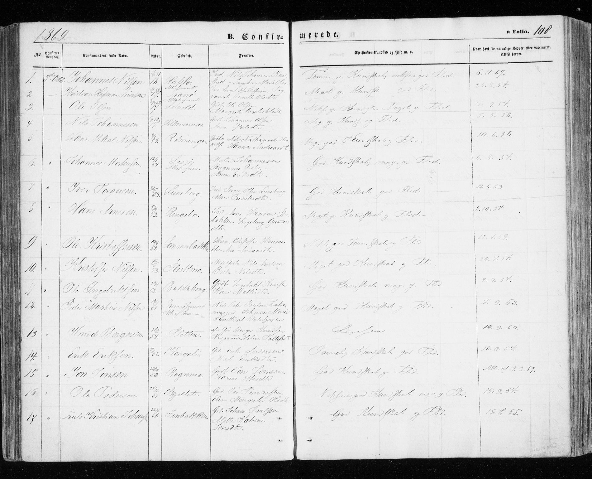 Målselv sokneprestembete, SATØ/S-1311/G/Ga/Gaa/L0004kirke: Parish register (official) no. 4, 1863-1872, p. 108