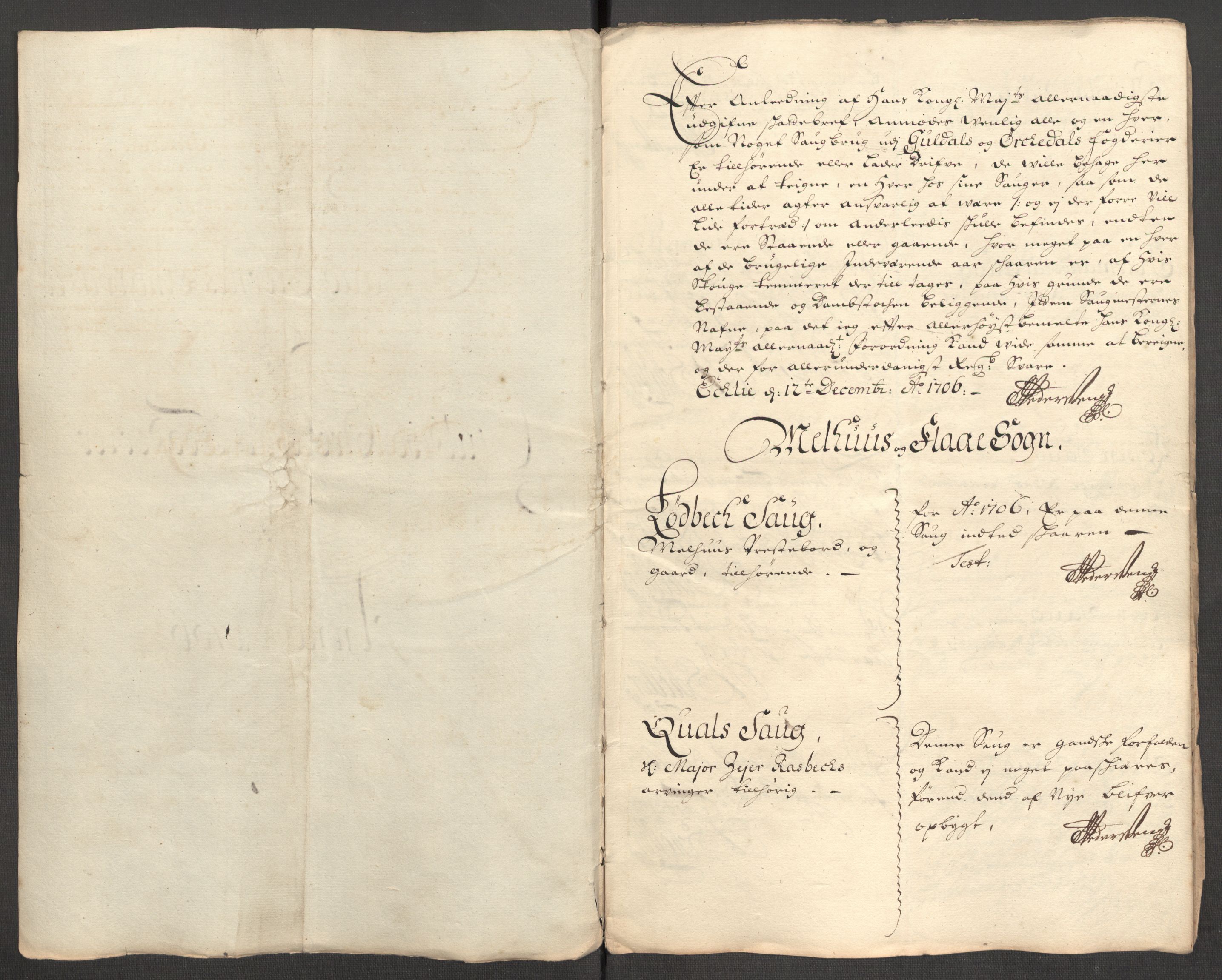 Rentekammeret inntil 1814, Reviderte regnskaper, Fogderegnskap, AV/RA-EA-4092/R60/L3956: Fogderegnskap Orkdal og Gauldal, 1706, p. 270