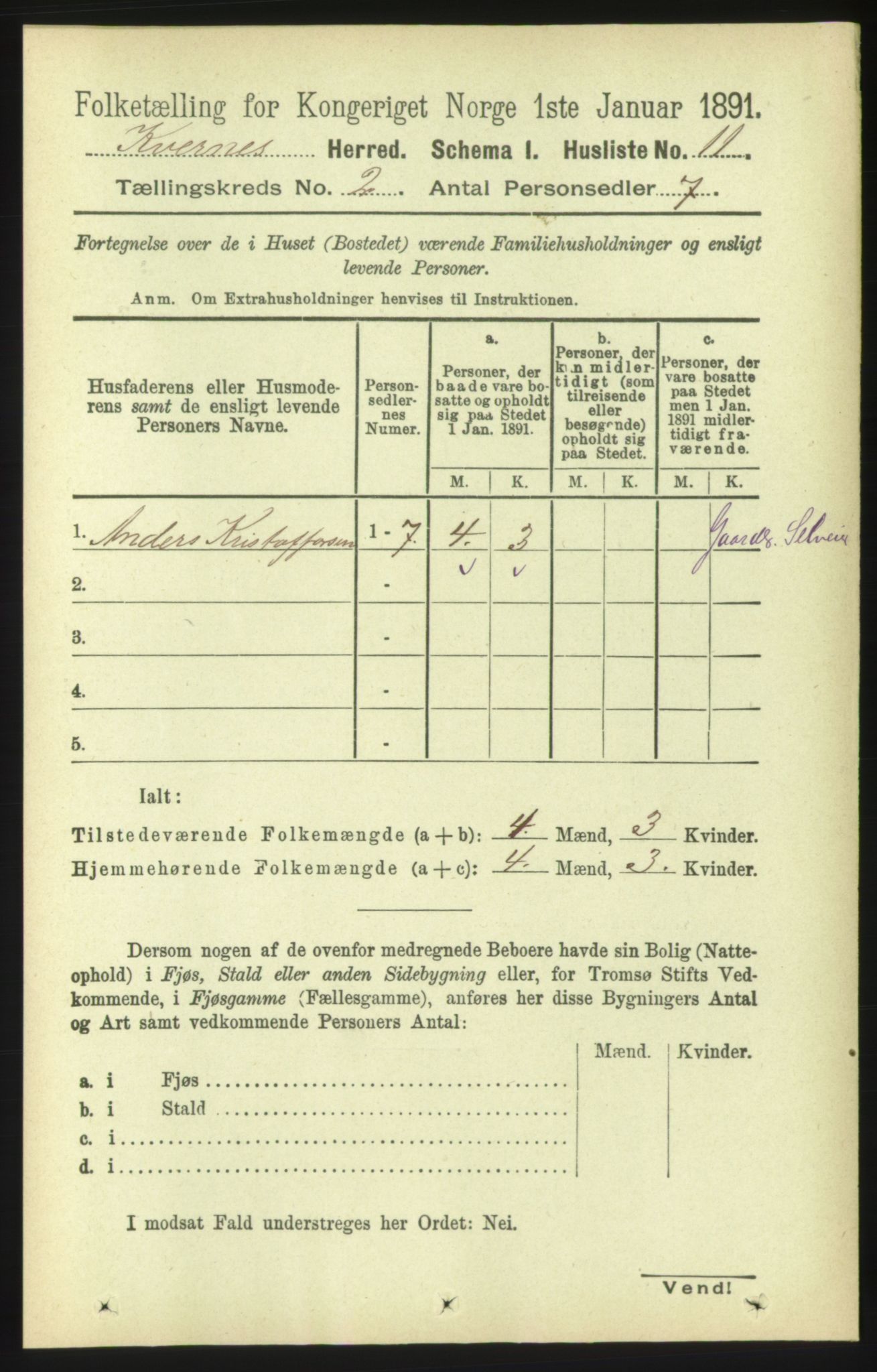 RA, 1891 census for 1553 Kvernes, 1891, p. 647