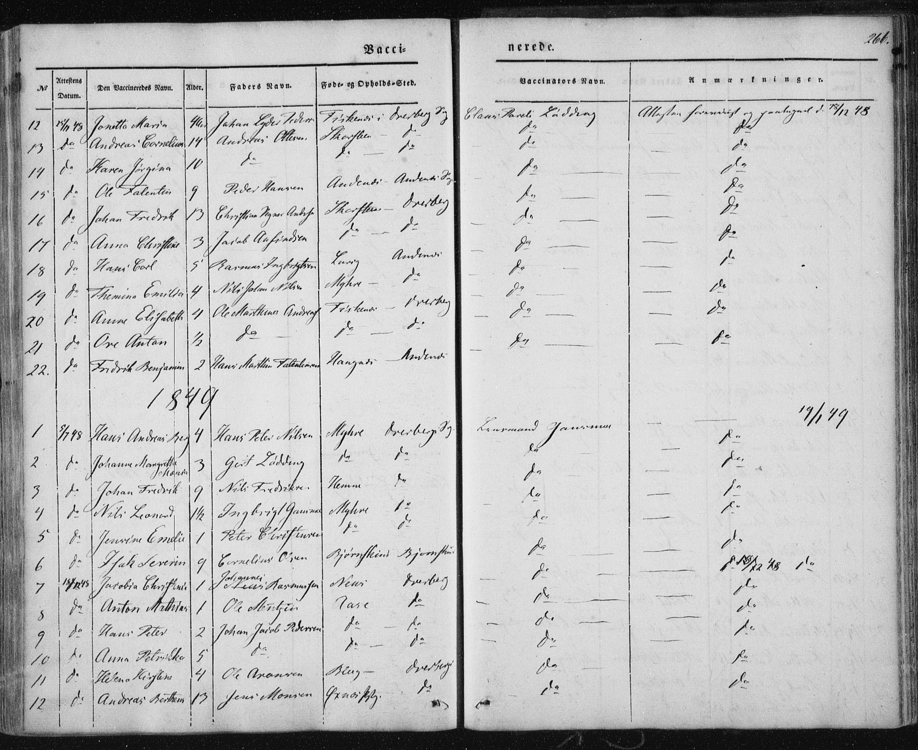 Ministerialprotokoller, klokkerbøker og fødselsregistre - Nordland, SAT/A-1459/897/L1396: Parish register (official) no. 897A04, 1842-1866, p. 266