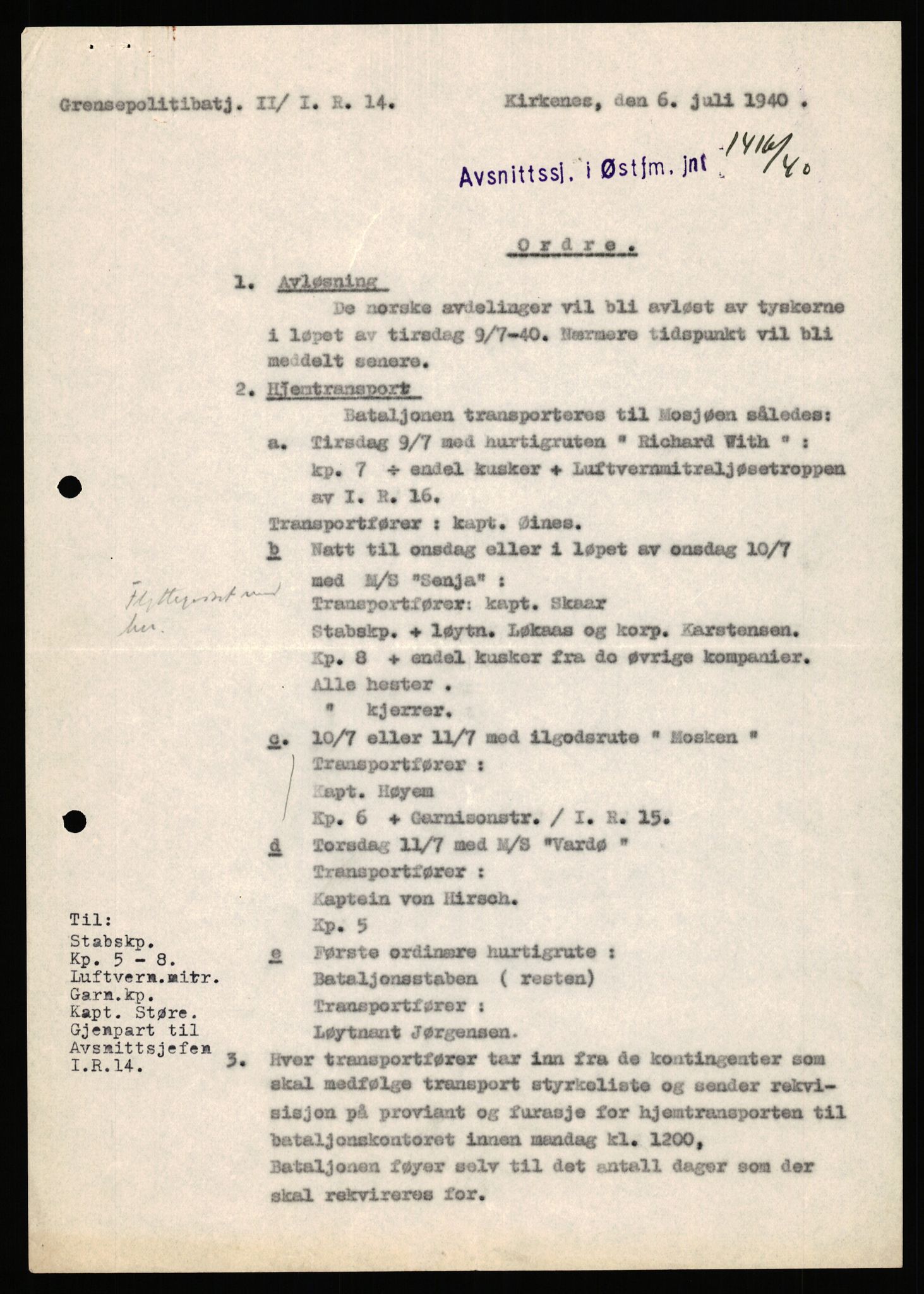 Forsvaret, Forsvarets krigshistoriske avdeling, AV/RA-RAFA-2017/Y/Yb/L0151: II-C-11-645  -  6. Divisjon: avsnittsjefen i Øst-Finnmark, 1940, p. 345