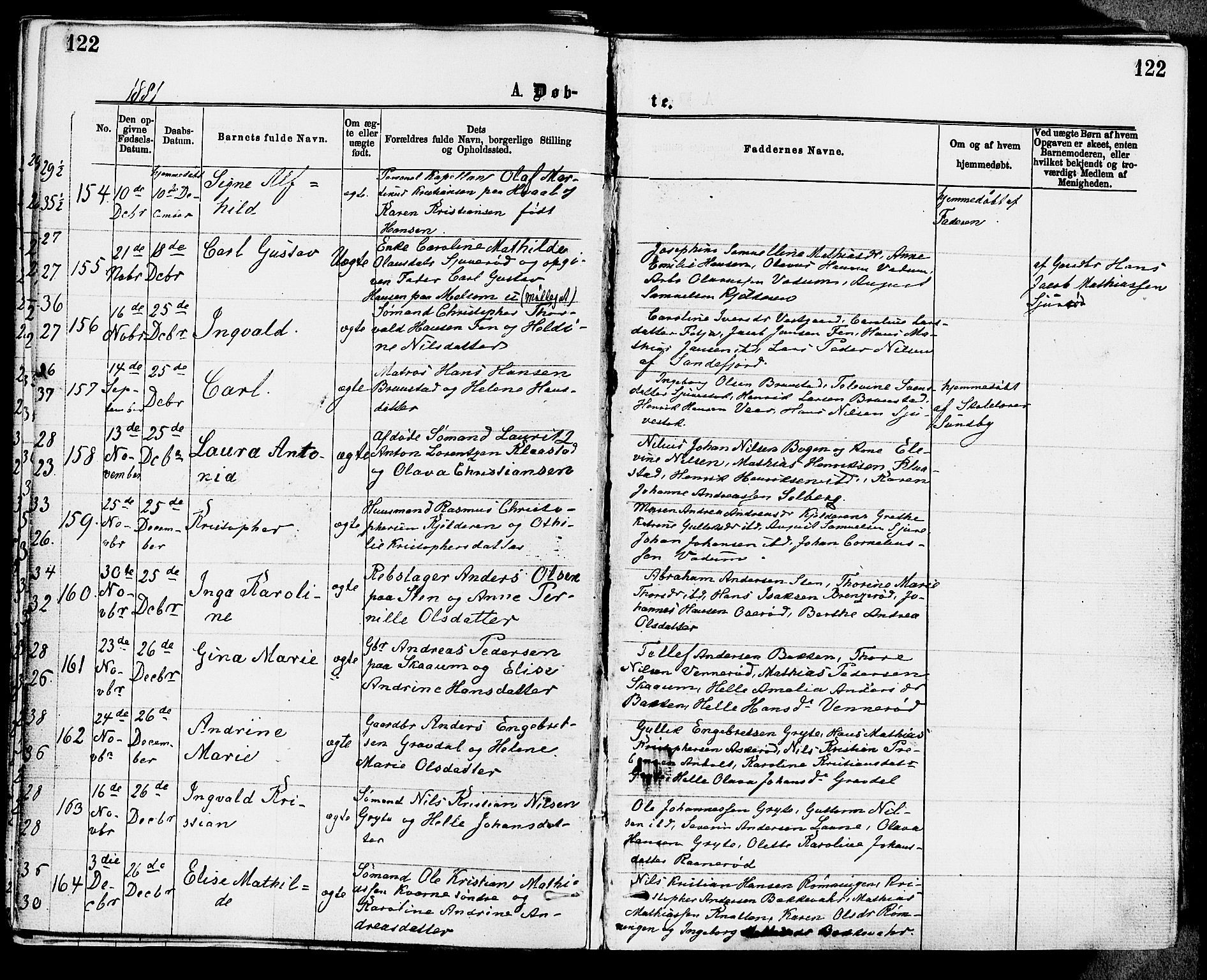 Stokke kirkebøker, AV/SAKO-A-320/F/Fa/L0009: Parish register (official) no. I 9, 1872-1883, p. 122