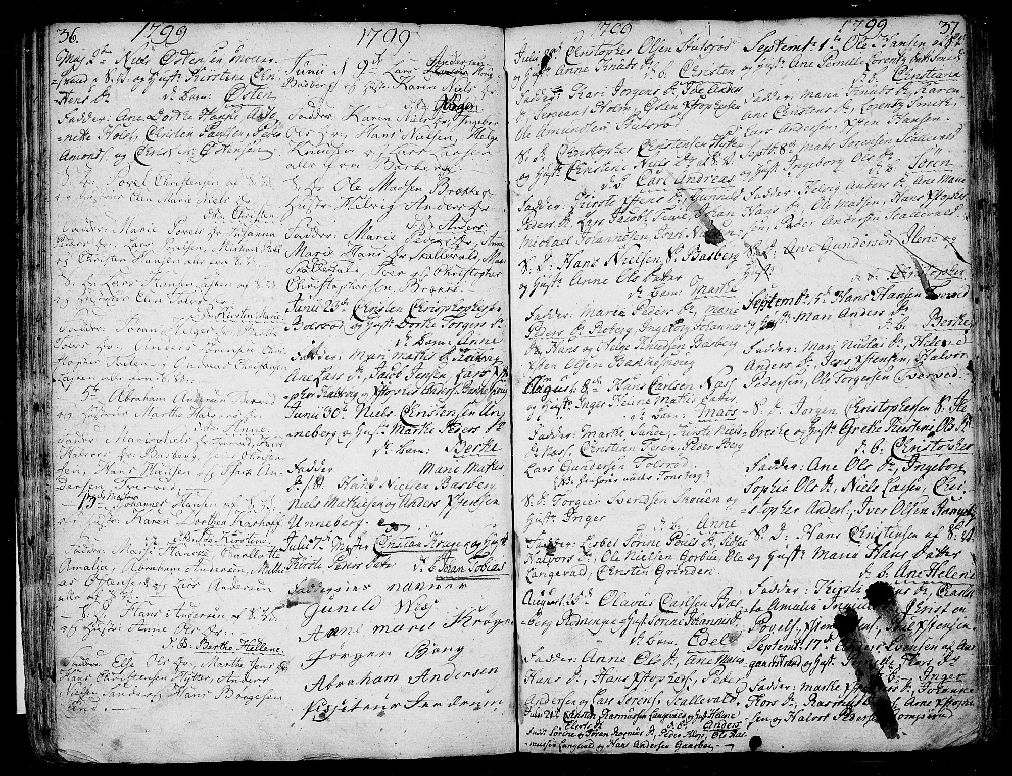 Sem kirkebøker, AV/SAKO-A-5/F/Fb/L0003: Parish register (official) no. II 3, 1792-1814, p. 36-37