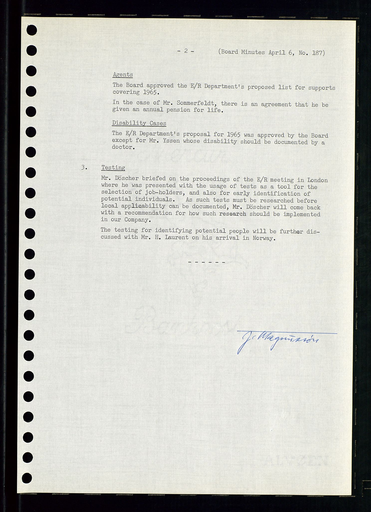 Pa 0982 - Esso Norge A/S, AV/SAST-A-100448/A/Aa/L0002/0001: Den administrerende direksjon Board minutes (styrereferater) / Den administrerende direksjon Board minutes (styrereferater), 1965, p. 129