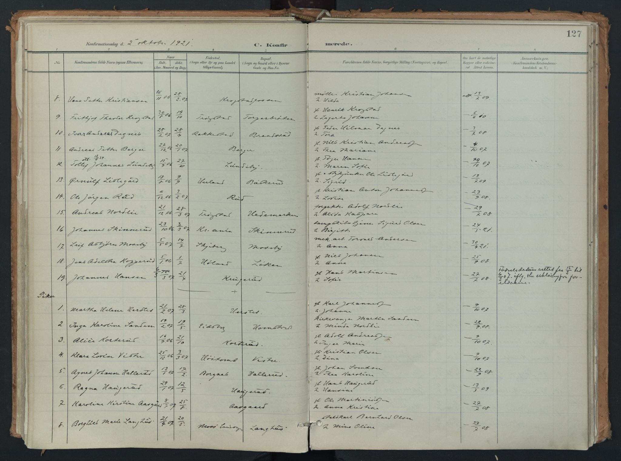Eidsberg prestekontor Kirkebøker, AV/SAO-A-10905/F/Fb/L0002: Parish register (official) no. II 2, 1901-1933, p. 127