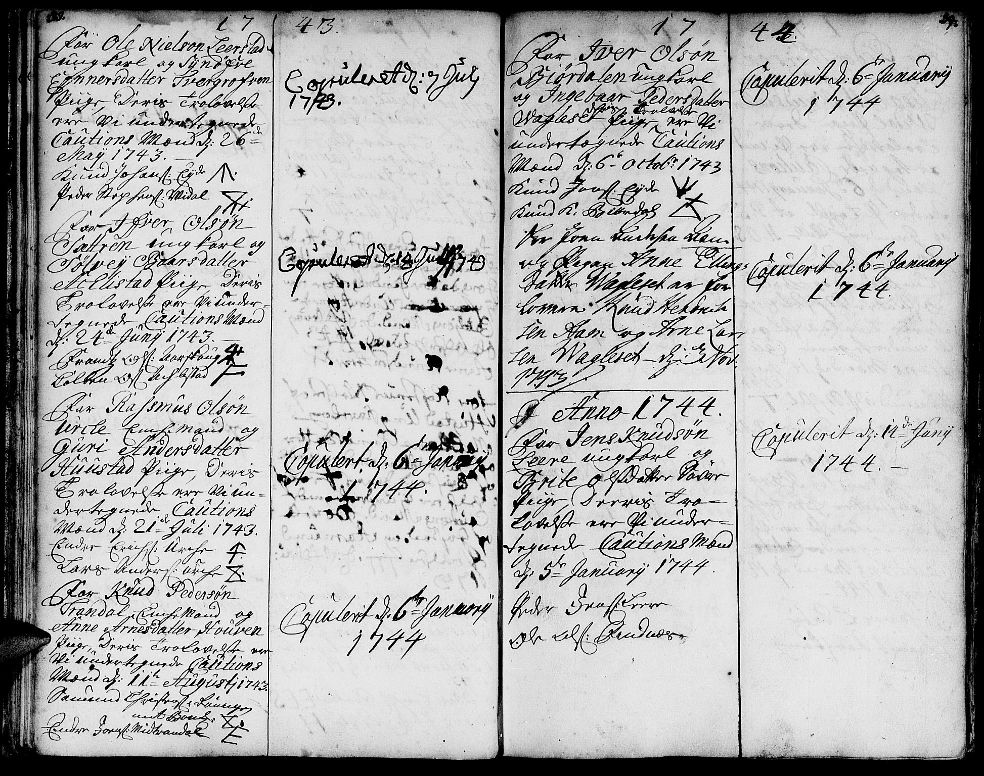 Ministerialprotokoller, klokkerbøker og fødselsregistre - Møre og Romsdal, SAT/A-1454/515/L0205: Parish register (official) no. 515A01, 1733-1764, p. 38-39